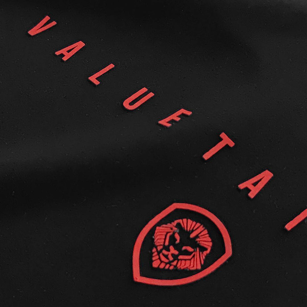 Valuetainment Black & Red Lion Shield Performance Hoodie - Men's Athletic Pullover for Gym, Running & Outdoor Activities