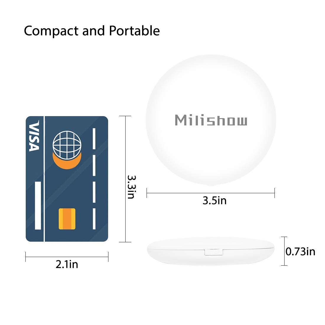 LED Travel Mirror with Light - 1x/10x Magnification, 2-Sided Illuminated Folding Round Compact Mirror for Makeup, Shaving & Travel (Portable, Handheld, White) - Perfect for Home, Office, Gym Bag & On-the-Go Touch Ups