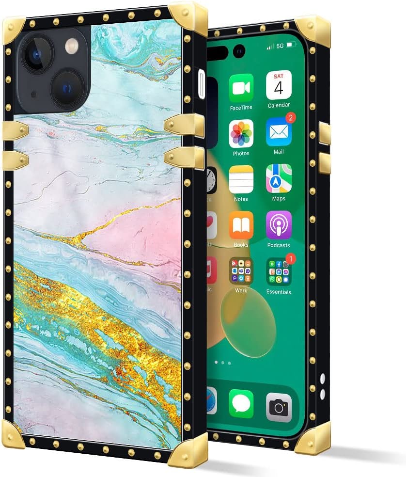 iPhone 14 Plus Case 6.7 Inch - Fashion Gold Chain Leopard Print Back Cover | Protective Phone Case for Women & Girls | Perfect for Parties, Travel & Everyday Use