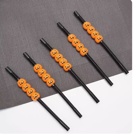 Halloween Plastic Straws - Spooky Party Drinking Straws for Halloween Decorations & Themed Events