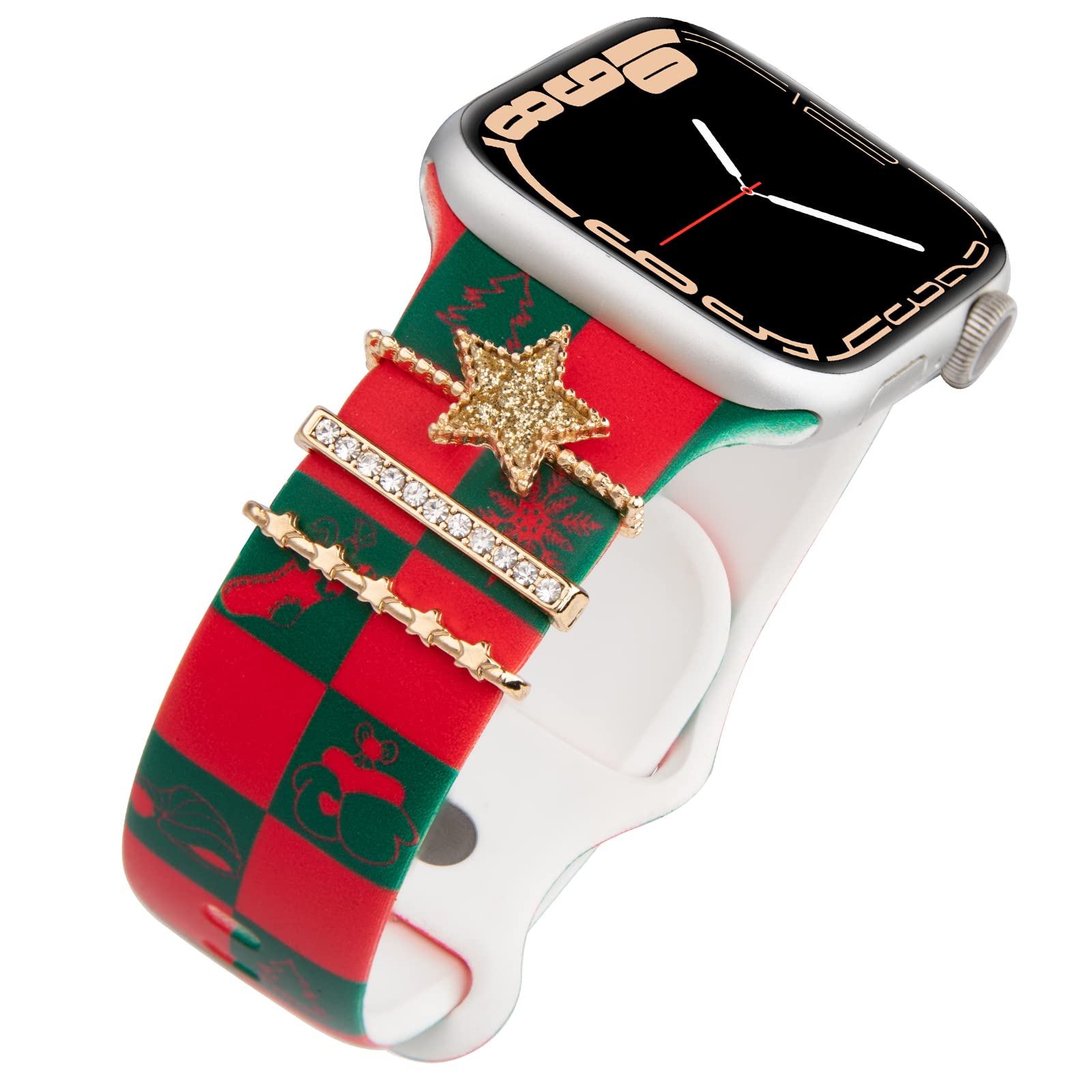 Festive Christmas Watch Bands with Decorative Charms & Ring Loops for Apple Watch 38mm-49mm (All Series) - Holiday Replacement Straps for Women - Perfect for Gifts, Parties & Seasonal Style