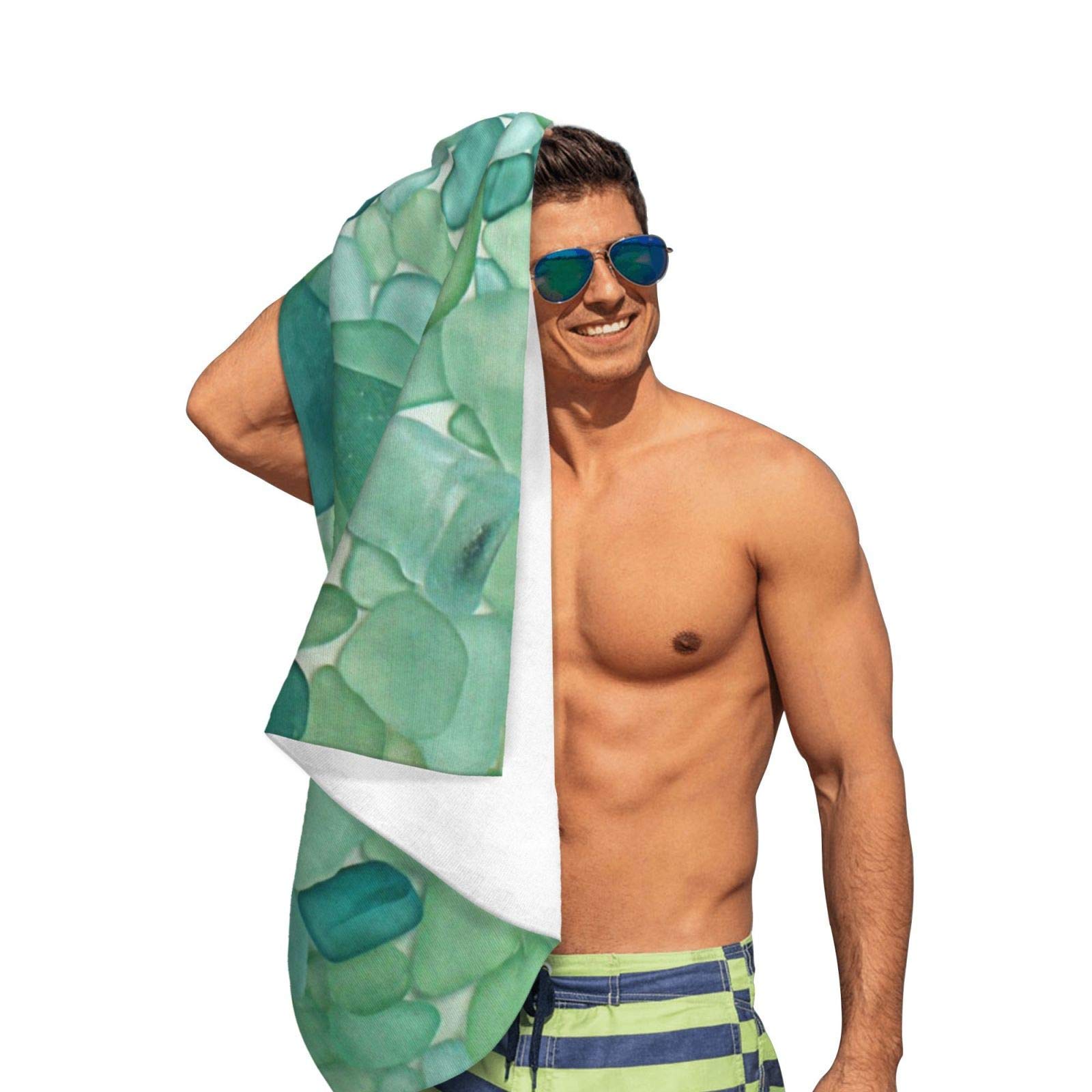 Vibrant Beach Glass Print Beach Towel for Adults - 32 x 52 Inches, Ultra Absorbent & Quick-Dry Lightweight Blanket Towel - Soft Bath Towel for Beach, Pool, SPA, Gym, Travel & Outdoor Picnics