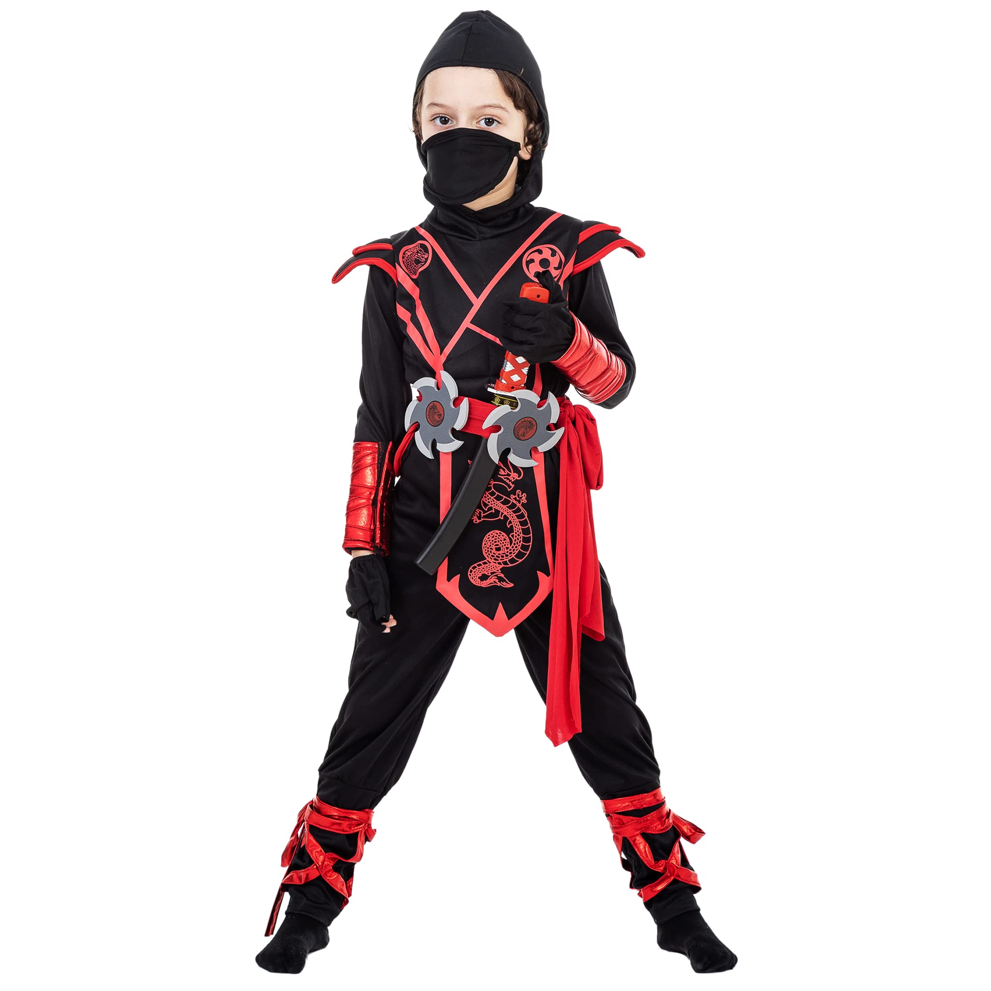 Boys Ninja Costume Set with Accessories - Halloween Dress Up, Birthday Party Role Play Outfit for Toddlers & Kids | Perfect for Cosplay, Themed Parties & Pretend Play
