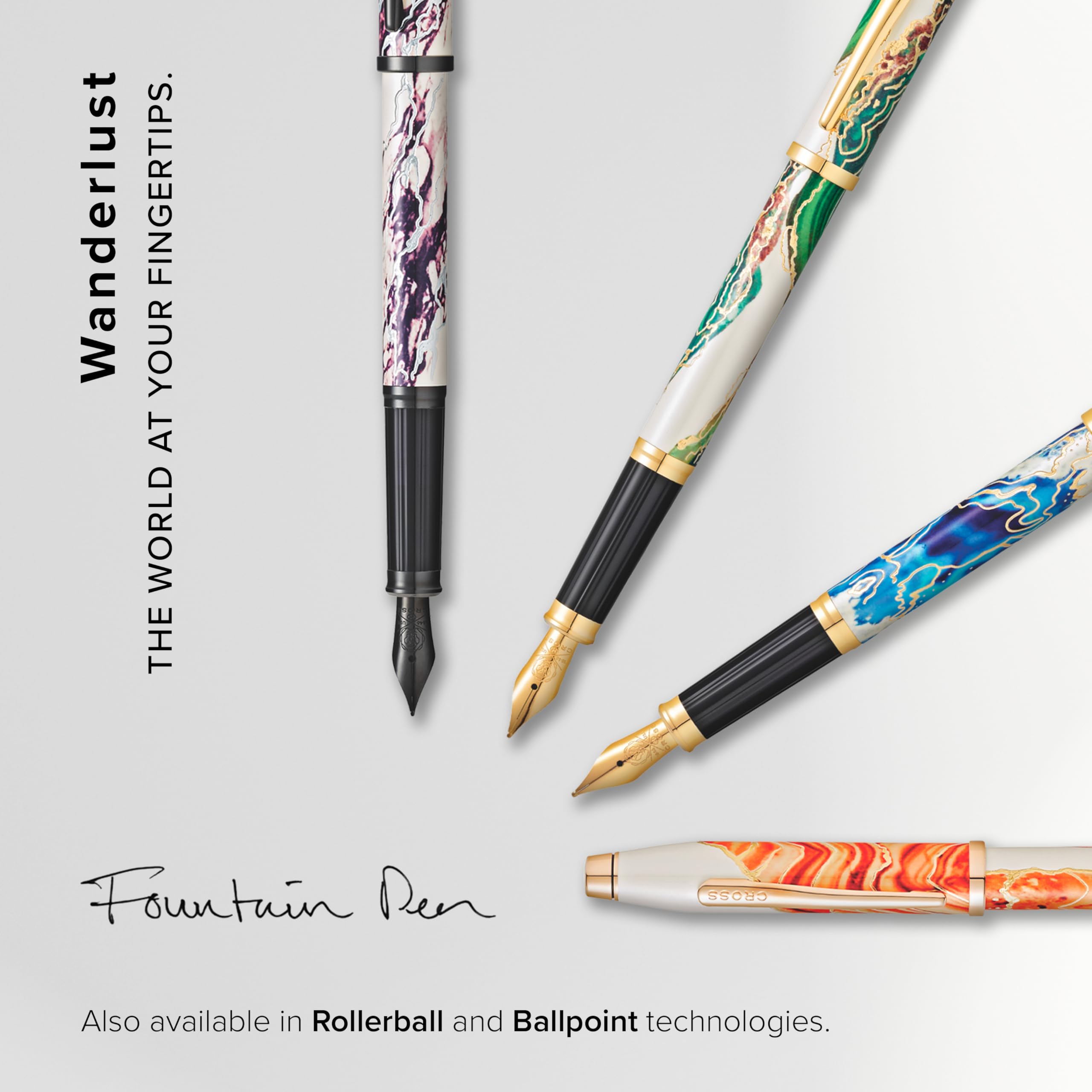 Premium Cross Wanderlust Refillable Fountain Pen with Fine Nib - Luxury Malta Design Ink Pen Set in Gift Box - Perfect for Writing, Journaling & Elegant Gifts