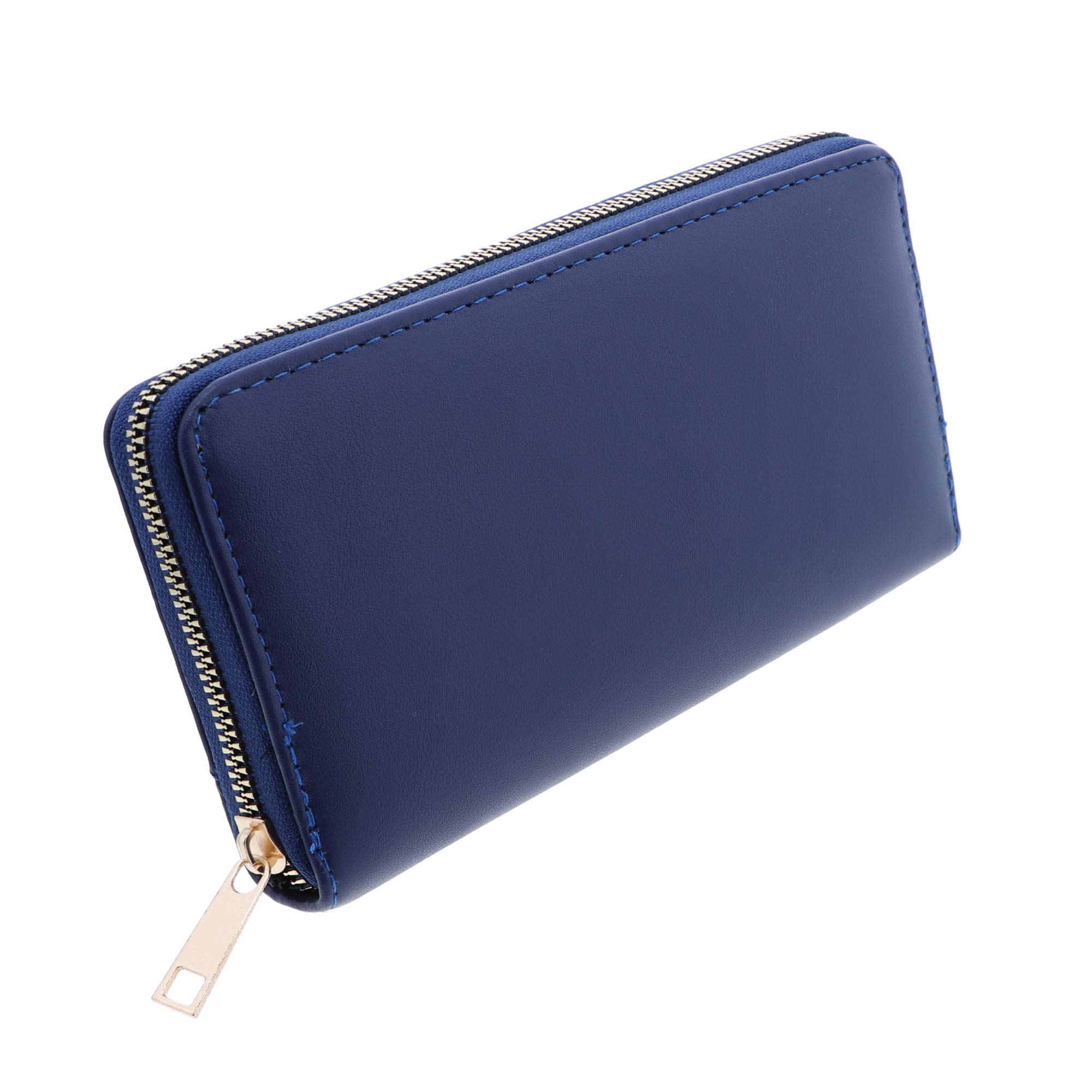 Vegan Leather Women's Wallet - Slim Solid Color Zipper Wallet for Everyday Use, Travel & Gift | RFID Blocking & Multi-Card Holder