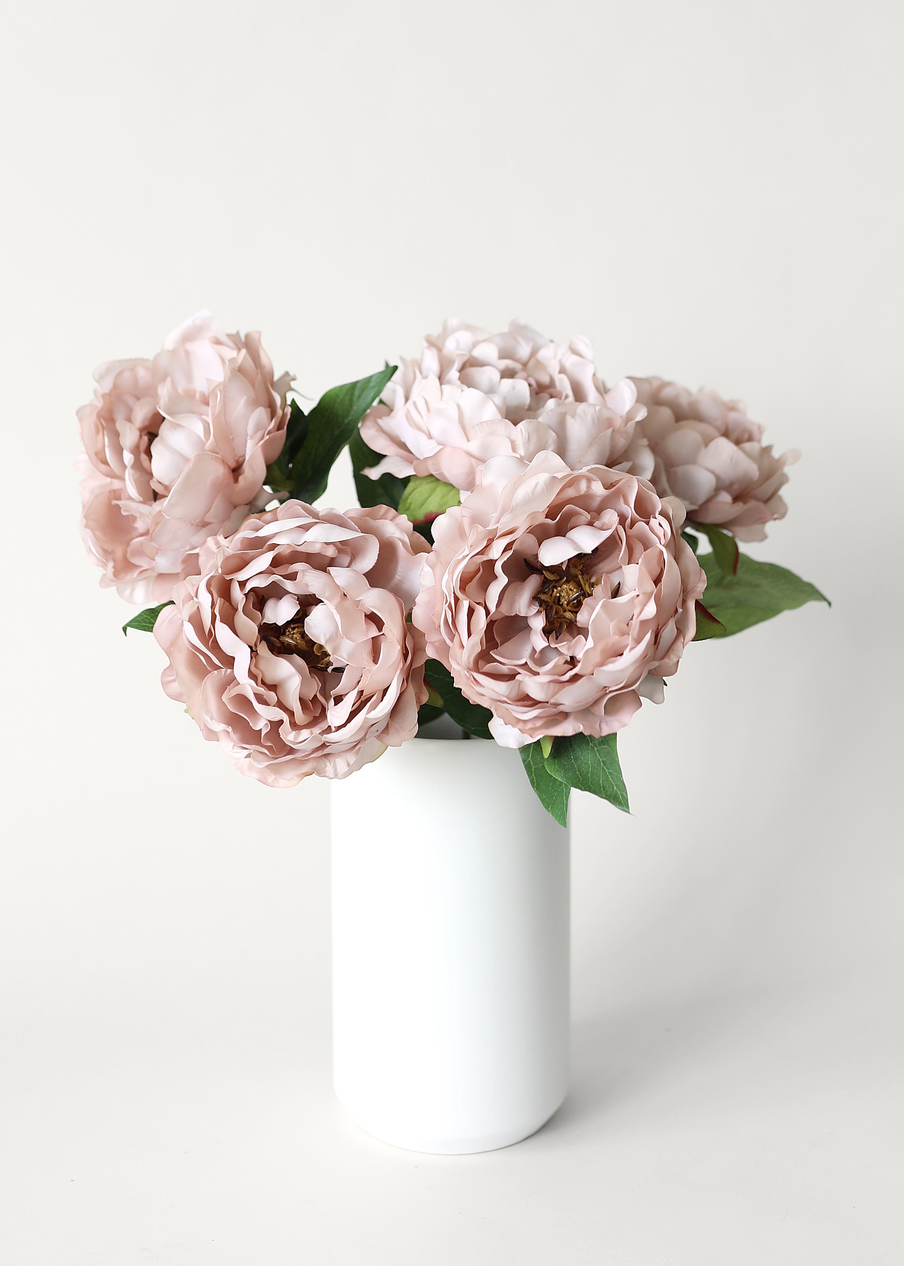 Premium Artificial Peony Flowers in Taupe Mauve - 18.5