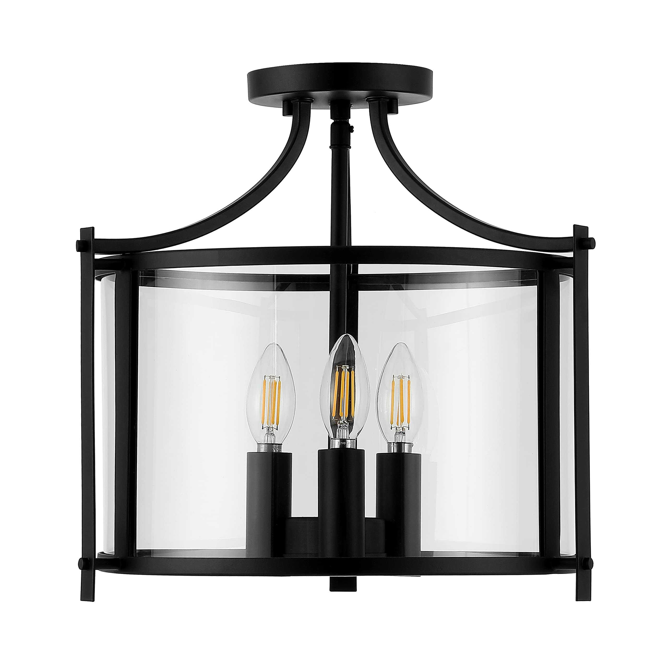 SAFAVIEH Grenten 3-Light Flush Mount Ceiling Light Fixture - Oil Rubbed Bronze Finish - LED Bulbs Included - Perfect for Kitchen, Bathroom, Dining Room, Bedroom, Foyer & Hallway Lighting