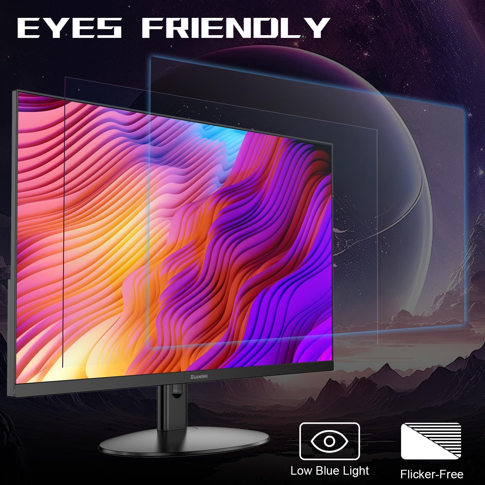 27 Inch Gaming Monitor - 1080P FHD Ultra Thin Frameless Display, 100Hz Refresh Rate, 99% sRGB, Low Blue Light, HDMI/VGA Ports, VESA Mount Compatible, Built-in Dual Speakers, Tilt Adjustable - Perfect for PC Gaming, Home Office & Entertainment Setup