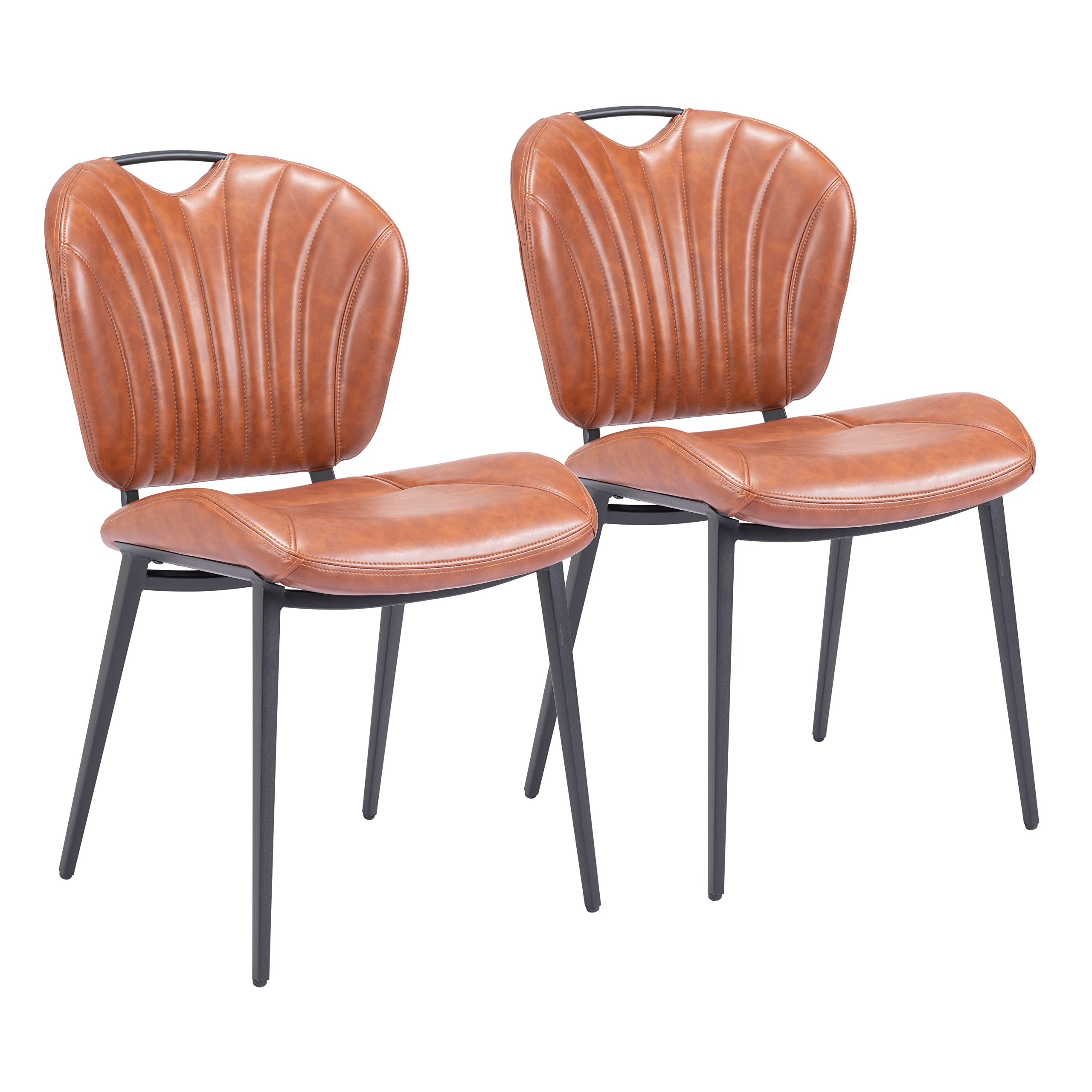 Zuo Terrence Vintage Brown Dining Chair - Mid-Century Modern Style for Kitchen, Dining Room & Office - Comfortable & Durable
