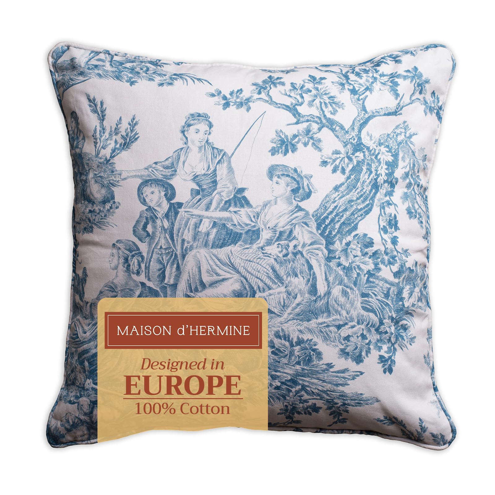 Maison d'Hermine 20x20 Inch Square Decorative Pillow Covers - 100% Cotton Throw Pillow Covers with Hidden Zipper for Sofa, Couch, Bed & Home Decor (The Miller Denim) | Easter Home Decorations & Seasonal Living Room Accents
