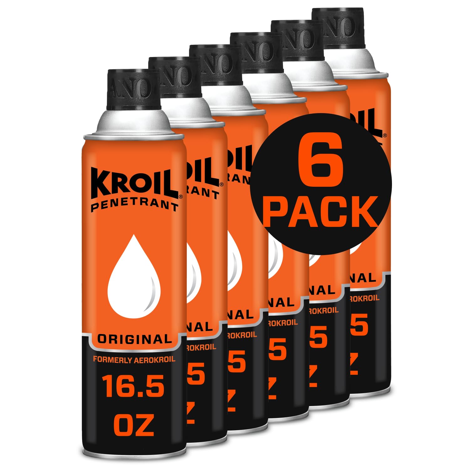 Kroil Original Penetrating Oil - 16.5oz Aerosol Spray (Case of 6) | Rust Remover & Corrosion Inhibitor for Rusted Bolts, Metal Parts, Hinges, Chains | Industrial & Home Use for Automotive, Machinery, Tools & DIY Projects (AZKS162C6)