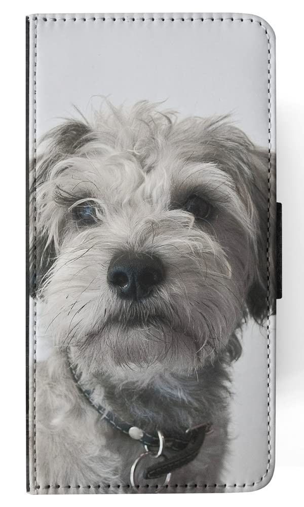 Premium PU Leather Flip Wallet Phone Case for Apple iPhone Xs MAX - Perfect for Schnauzer Dog Lovers | Slim Protective Cover with Card Slots for Daily Use & Travel