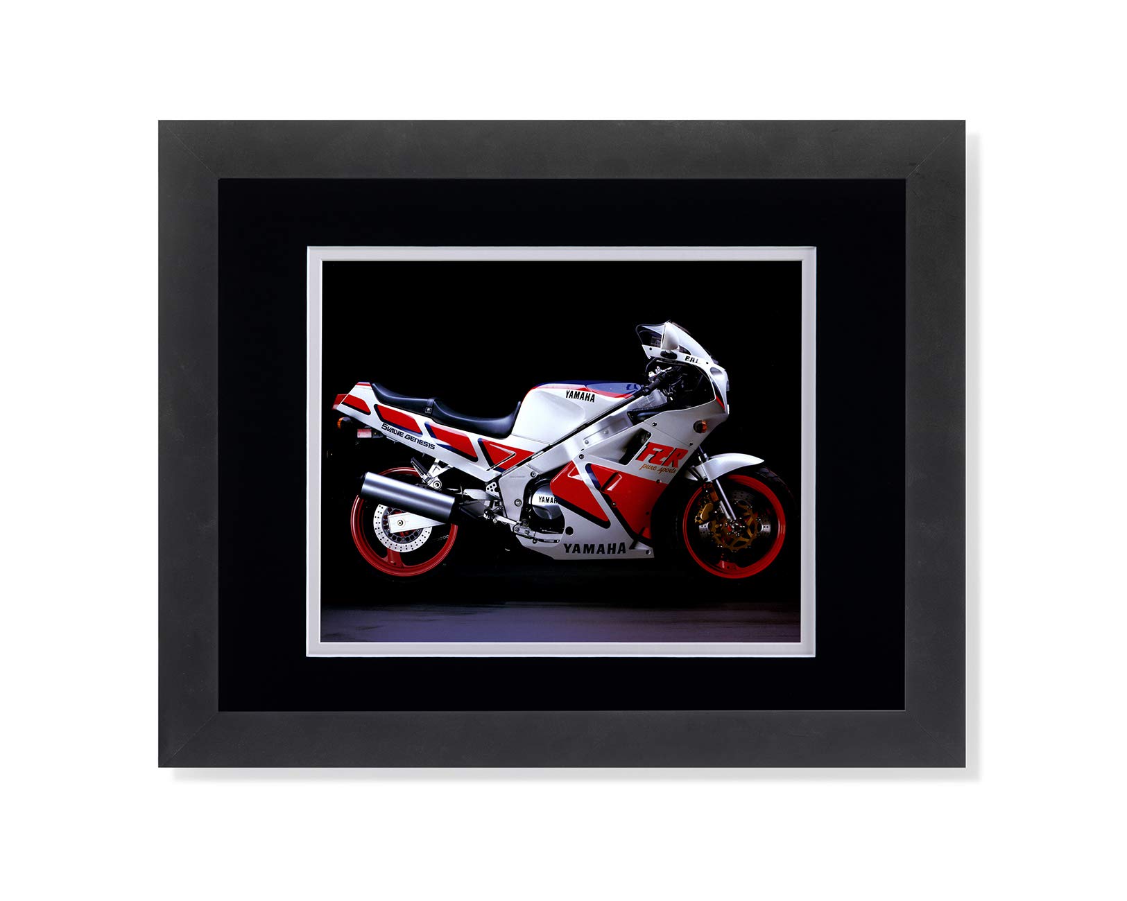 Vintage Yamaha FZR 5 Motorcycle Black & White Framed Art Print - Classic Bike Wall Decor for Garage, Man Cave or Office