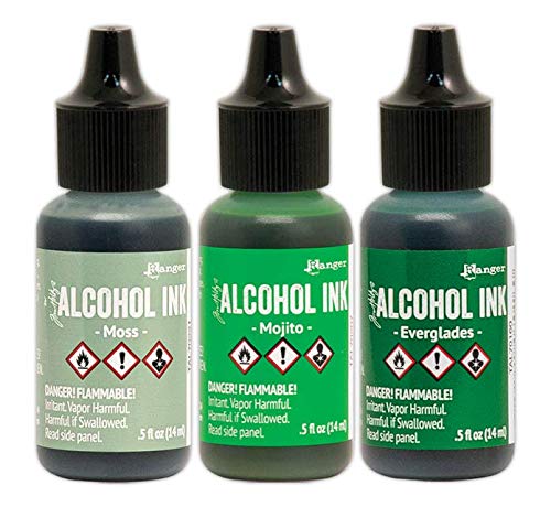Ranger Alcohol Inks 2024 New Colors Set - Boysenberry, Cobalt, Dijon & More (15 Vibrant Shades) with Free Detail Sticks | Perfect for DIY Crafts, Mixed Media Art & Alcohol Ink Painting Techniques