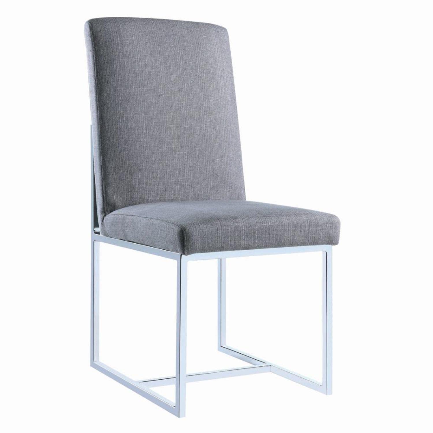 Jackson Floating Dining Chairs Set of 2 - Modern Grey Upholstered Seats with Polished Chrome Legs - Perfect for Kitchen, Dining Room, and Small Space Decor