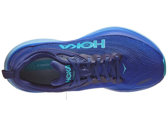 HOKA Men's Bondi 8 Running Shoes - Bellwether Blue/Bluing | Cushioned Road Running & Jogging Sneakers for Men | Lightweight Comfort for Long Distance & Daily Training