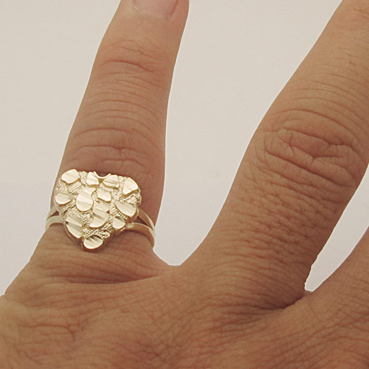 10K Solid Gold Heart Nugget Ring for Women - Elegant & Durable Jewelry Gift for Valentine's Day, Anniversary or Special Occasions