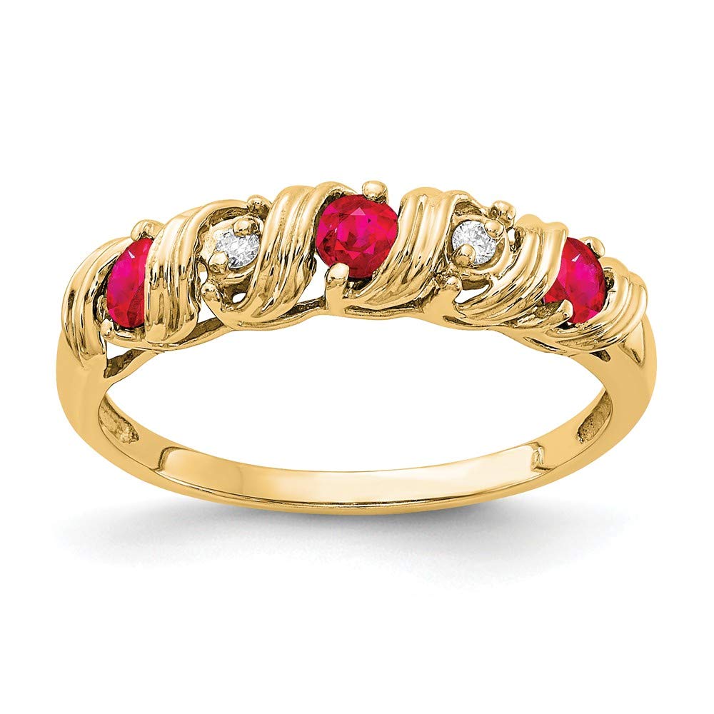 14K Yellow Gold Ruby and Diamond Engagement Ring - 2.75mm Band, 0.024 CTTW - Perfect for Proposals, Anniversaries & Special Occasions