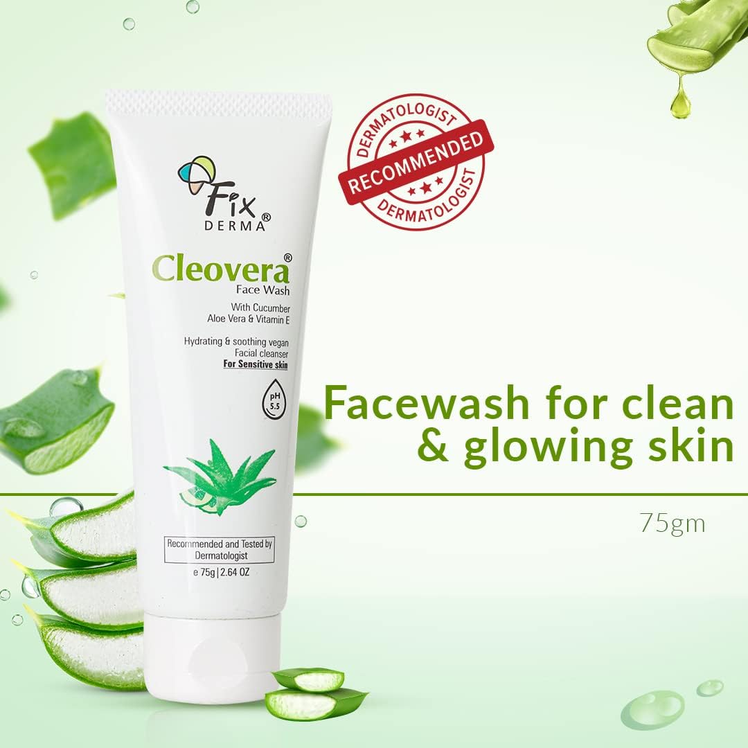 Cleovira Aloe Vera Face Wash with Vitamin E & Hydrating Gel - Gentle Cleanser for Dry, Sensitive & All Skin Types - Men & Women - 75g | Daily Skincare Routine, Morning & Night Face Wash