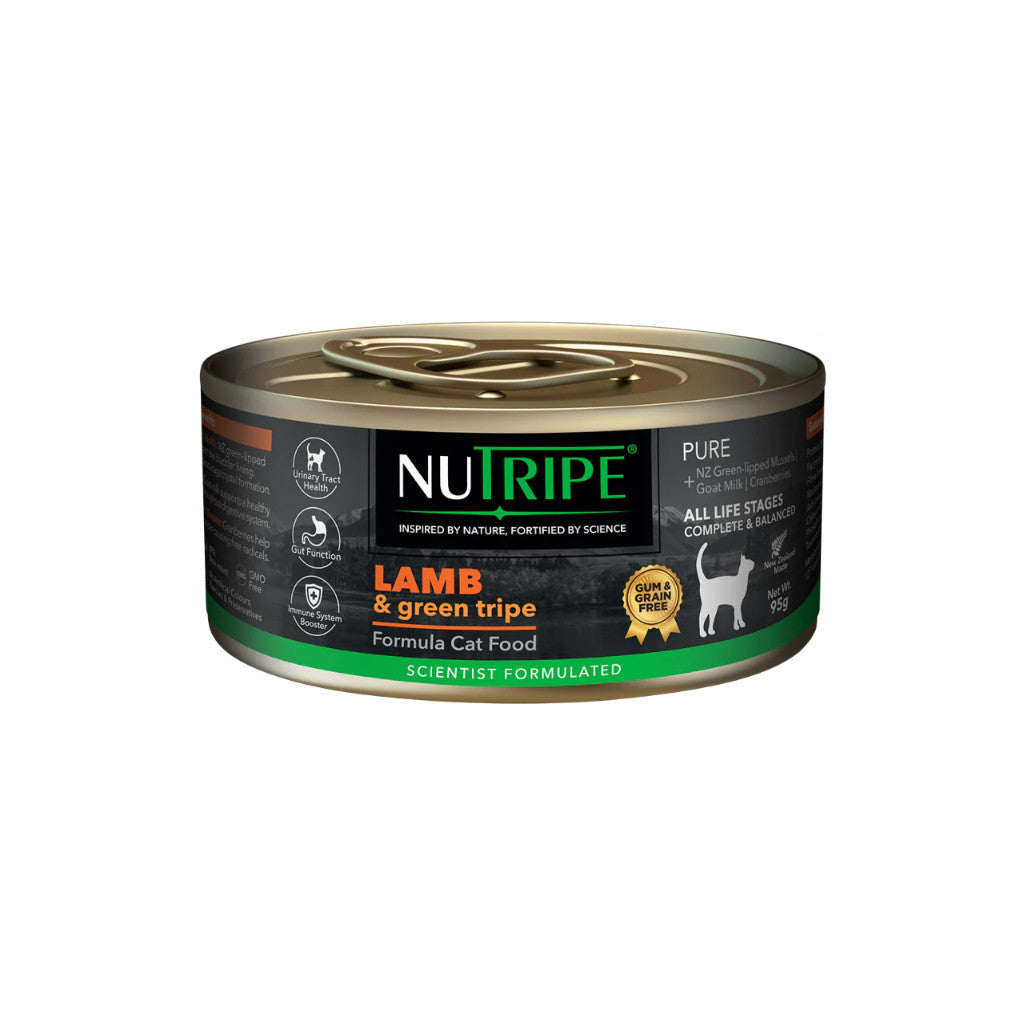 Nutripe Pure Cat Wet Food - Grain Free, Gum Free, 95g Mackerel & Green Tripe Ocean Fish Formula | High Protein, Nutrient-Rich Wet Cat Food for Adult & Senior Cats | Perfect for Mealtime, Weight Management & Picky Eaters
