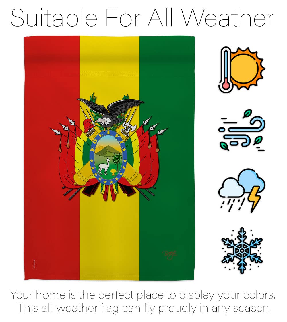 Bolivia National Flag Set 28x40in w/Pole - Home & Garden Decor