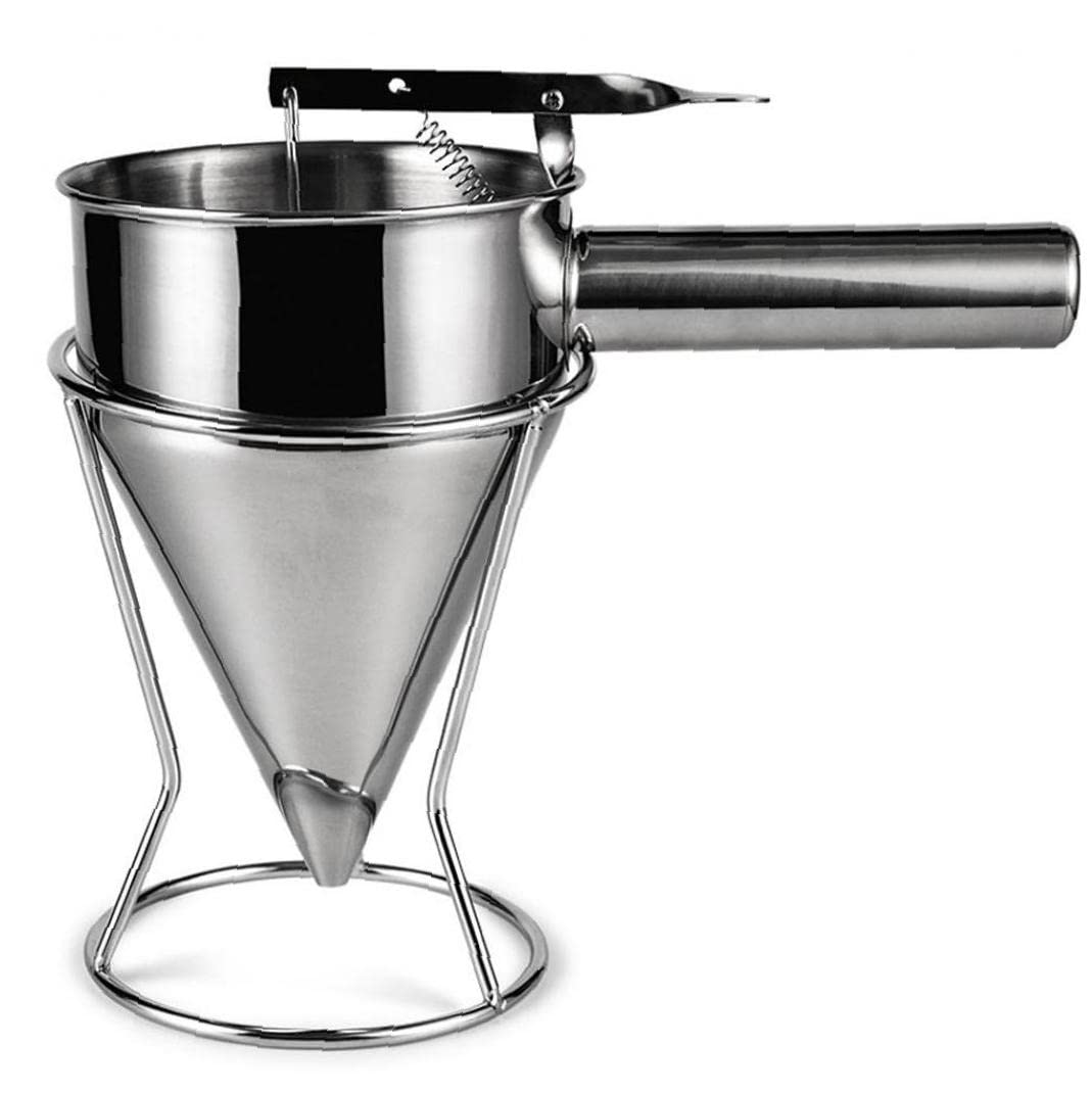 Premium Stainless Steel Piston Funnel - Perfect for Cream Dispensing, Cake Decorating & Pancake Batter Pouring - Essential Kitchen & Bakery Baking Accessories for Dessert Making, DIY Creations & Professional Use