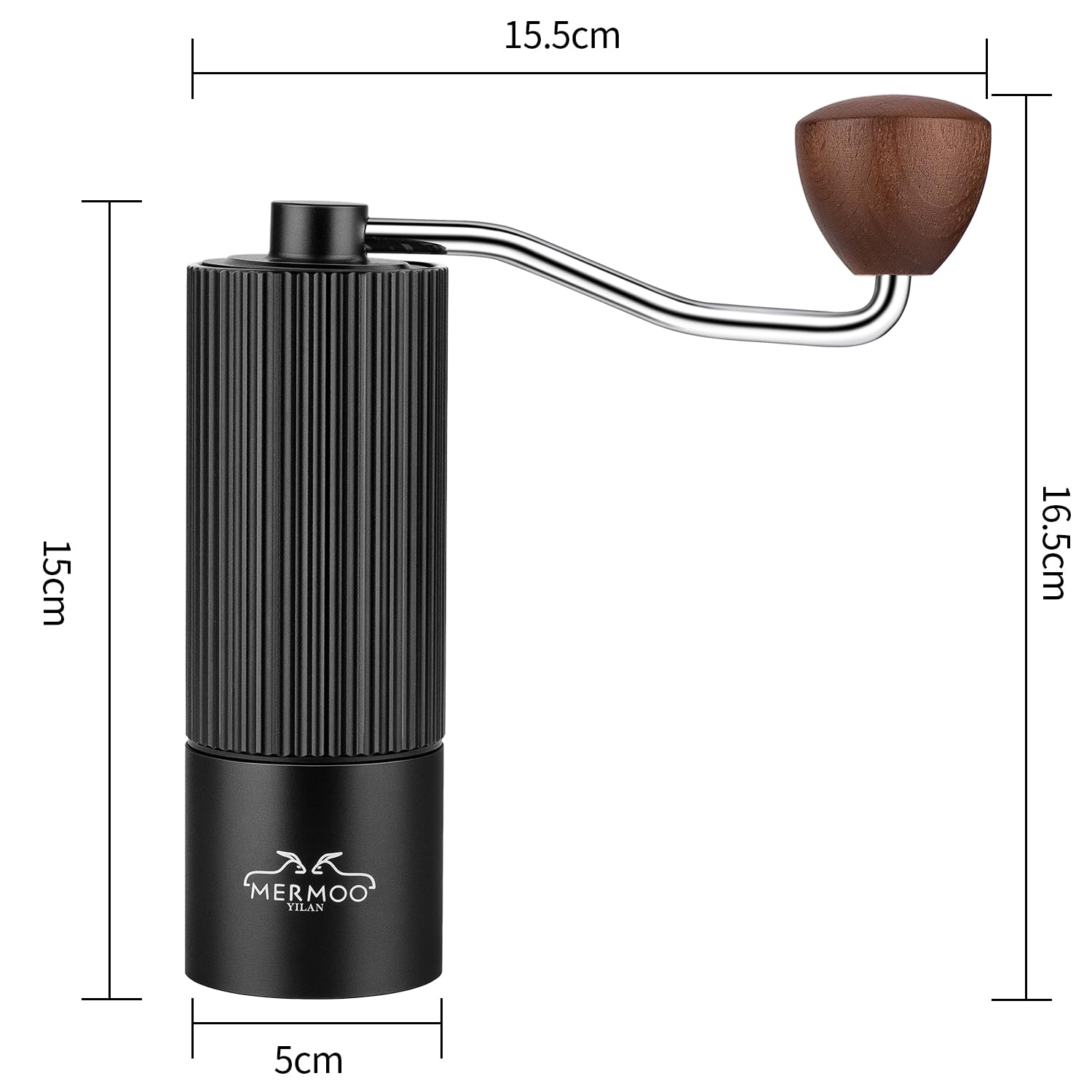 Premium MERMOO YILAN Manual Coffee Grinder - Adjustable Stainless Steel Burr, Portable Aluminum Alloy Hand Mill for Espresso, French Press & Pour Over - Perfect for Home, Camping & Travel (Black) | Enjoy Fresh Coffee Anywhere - Office, Hiking & Outdoor Adventures