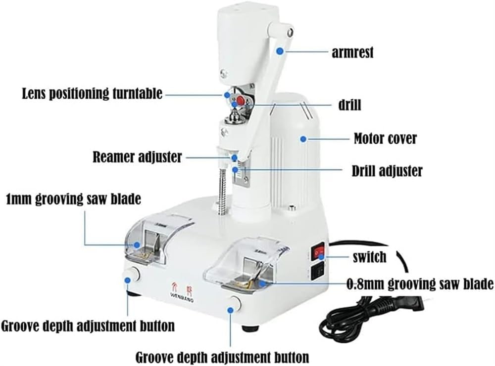 Electric Punch Machine for Optical Lenses - Glass Cutting Tool, Notch Drill for Eyeglass Lenses, Precision Positioning Processing Equipment for Optical Shops | Professional Eyewear Workshop & Lens Manufacturing Tool