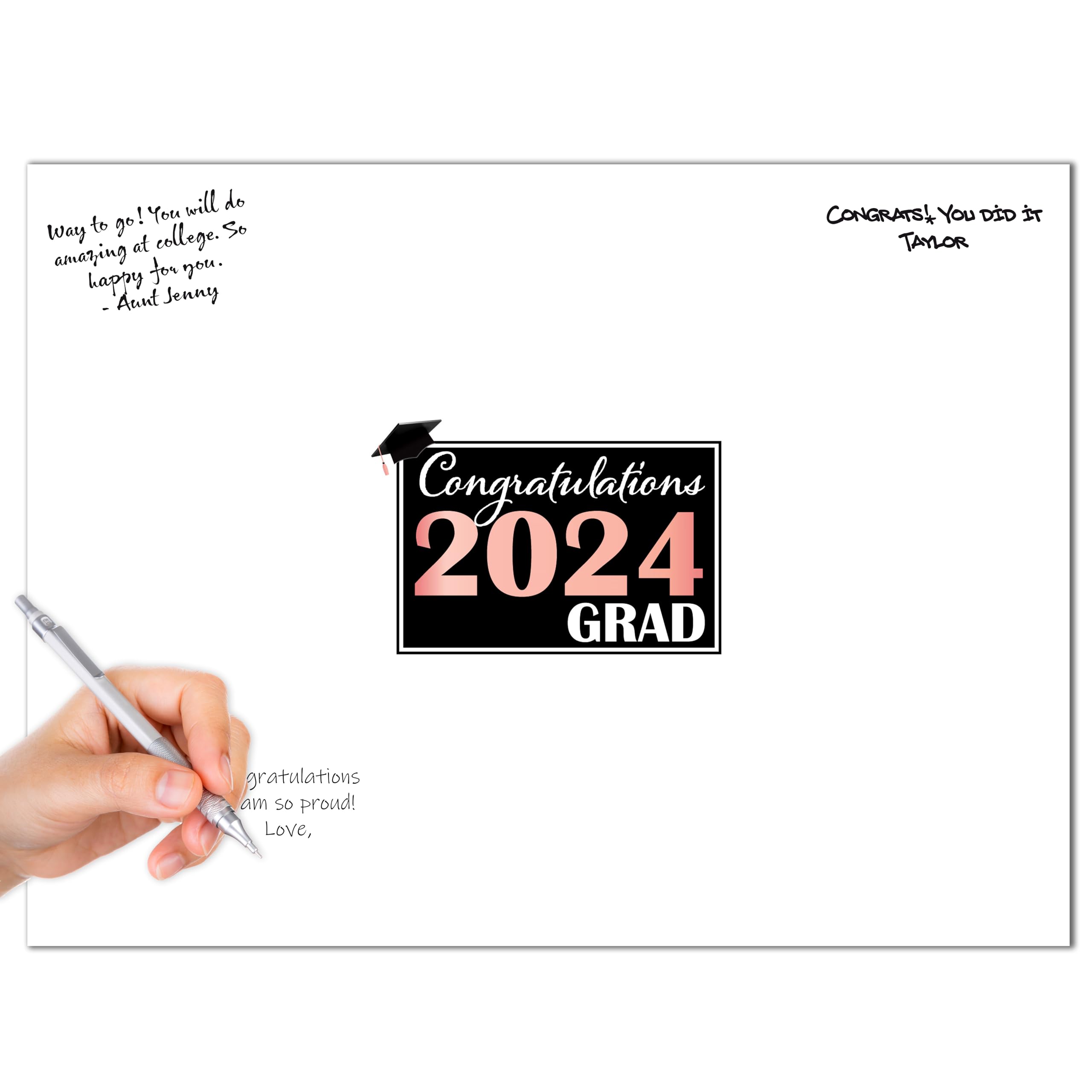 VAPARA DESIGNS 2024 Graduation Decorations - 12x16 Rose Gold Signature Poster (Unframed) for Class of 2024 - Perfect for Graduation Party Decor, Photo Backdrops & Senior Year Memories