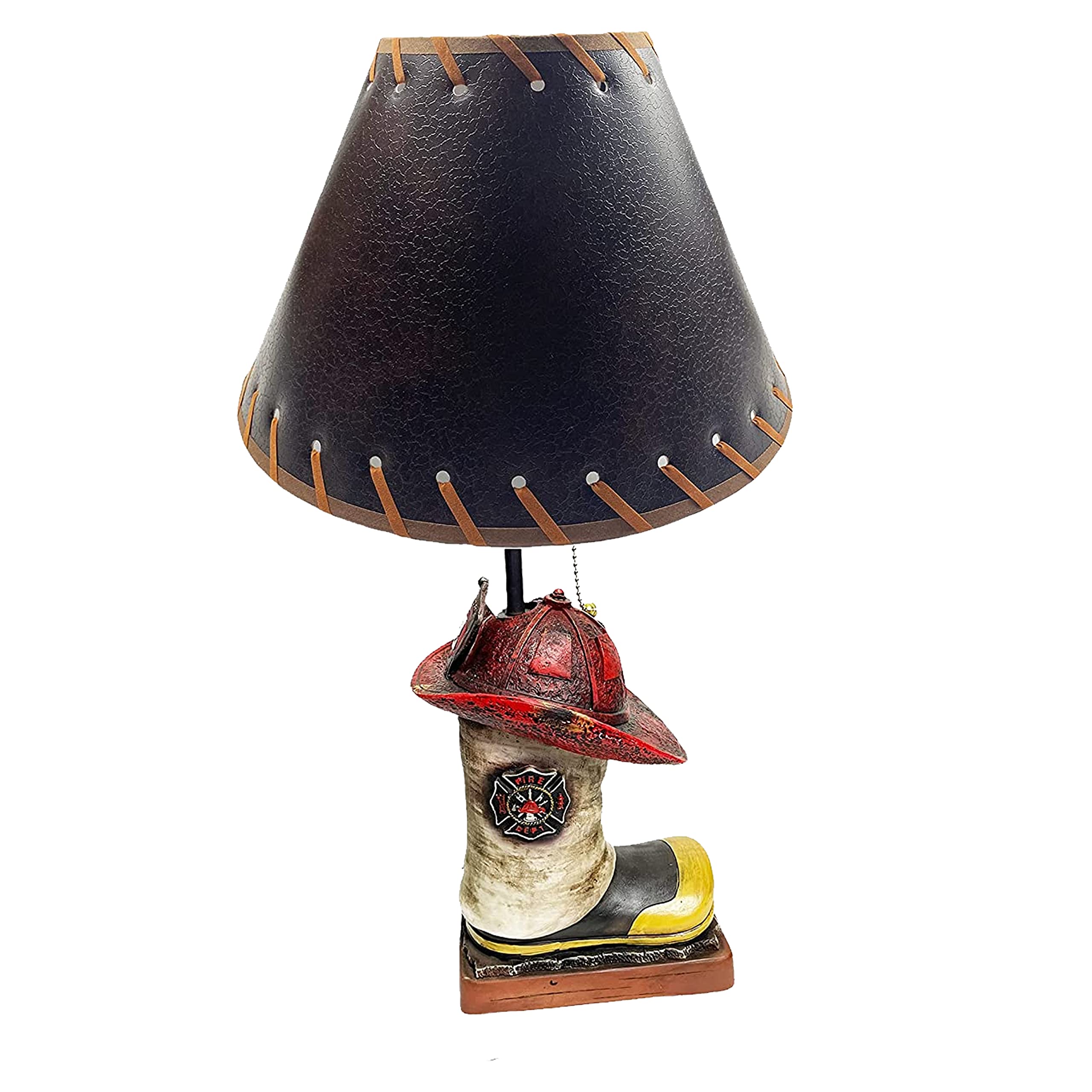 Urbalabs Western Fireman Hero Lamp - Fire Boot End Table Standing Lamp for Living Room, Bedroom & Office - Vintage Decor Nightstand Light with Rustic Charm (Single Fire Boot) - Perfect for Cowboy Themed Rooms, Man Cave & Western Home Decor