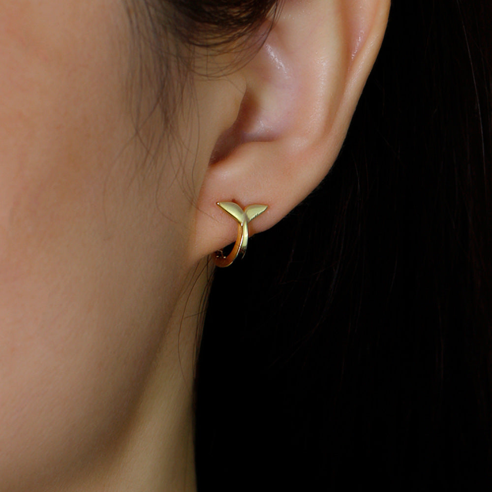 14K White Gold Whale Mermaid Tail Small Hoop Earrings for Women | Dainty Ocean Jewelry Gift | Perfect for Beach Vacations, Mermaid Parties & Everyday Wear (E729)