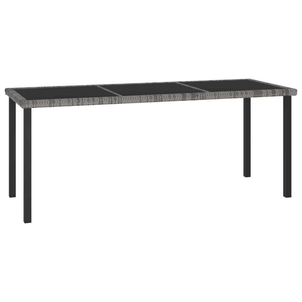 Modern Gray PE Rattan Patio Dining Table with Glass Top - Outdoor Garden Furniture for Front Porch, Deck, Lawn & Backyard | Perfect for Al Fresco Dining, BBQ Parties & Relaxing in Your Outdoor Space
