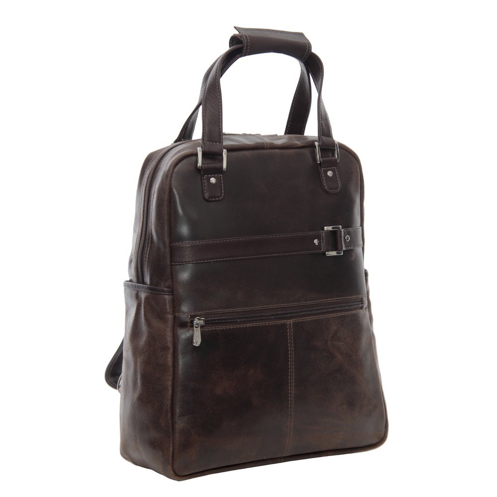Vintage Brown Leather Laptop Backpack - Convertible Carry-All Bag for Work, Travel & College | Piel Leather Durable & Stylish Briefcase