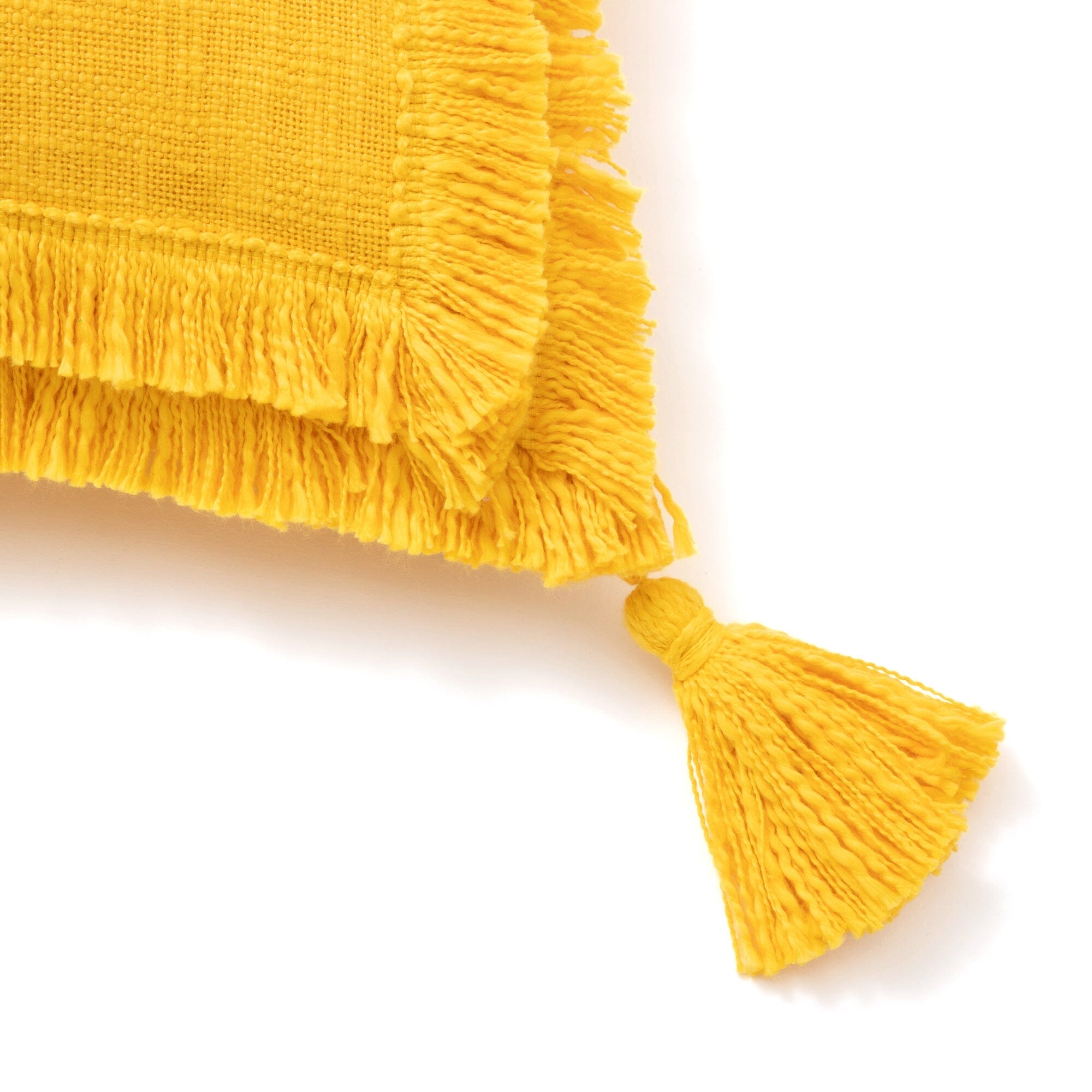 Bohemian Fringe Tassel Cushion Cover 18x18 Inches Yellow - Decorative Throw Pillow Case for Sofa, Bed, Living Room & Boho Home Decor