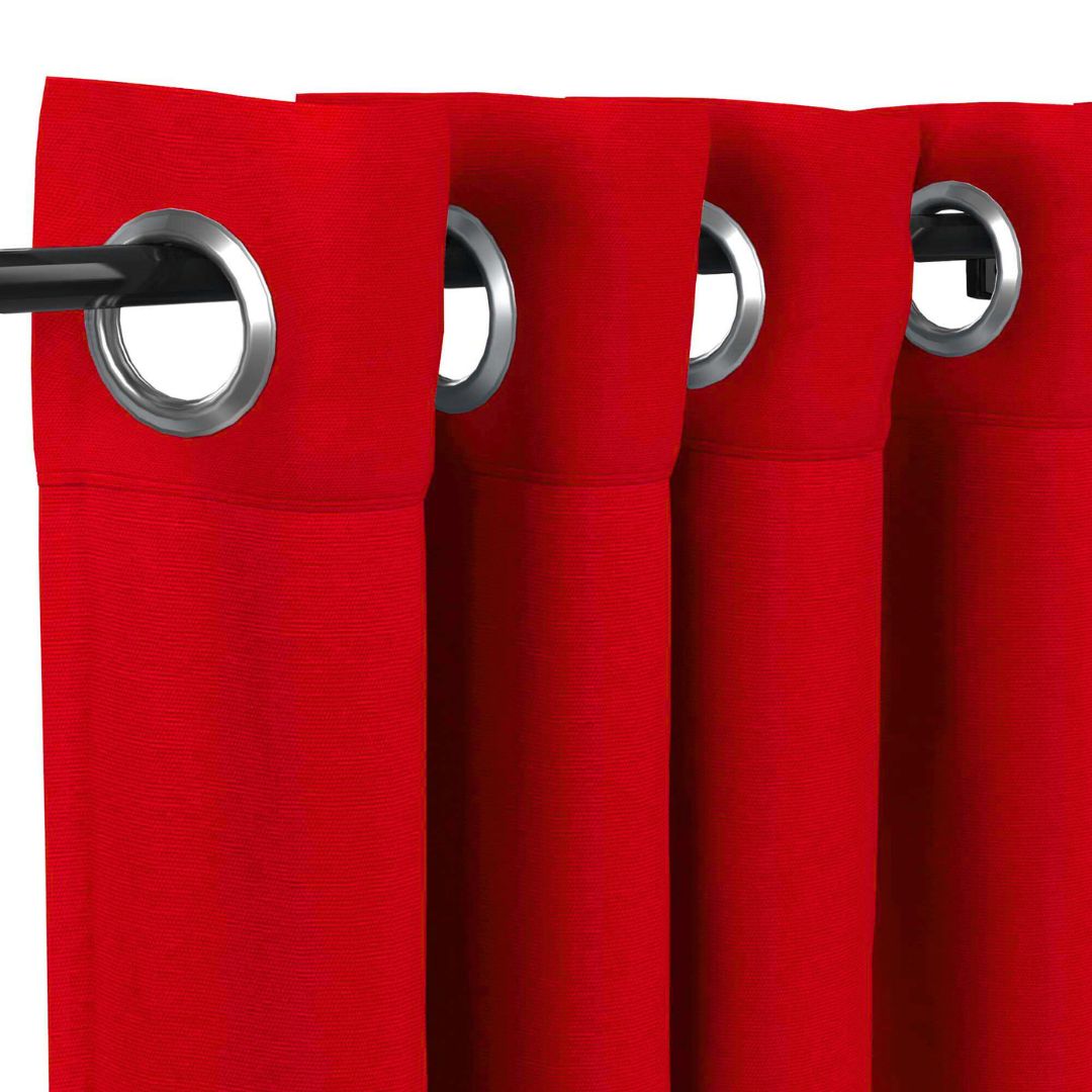 Sunbrella Canvas Red Indoor/Outdoor Curtain Panel with Nickel Grommet Top - Perfect for Patio, Living Room & Bedroom Window Treatments