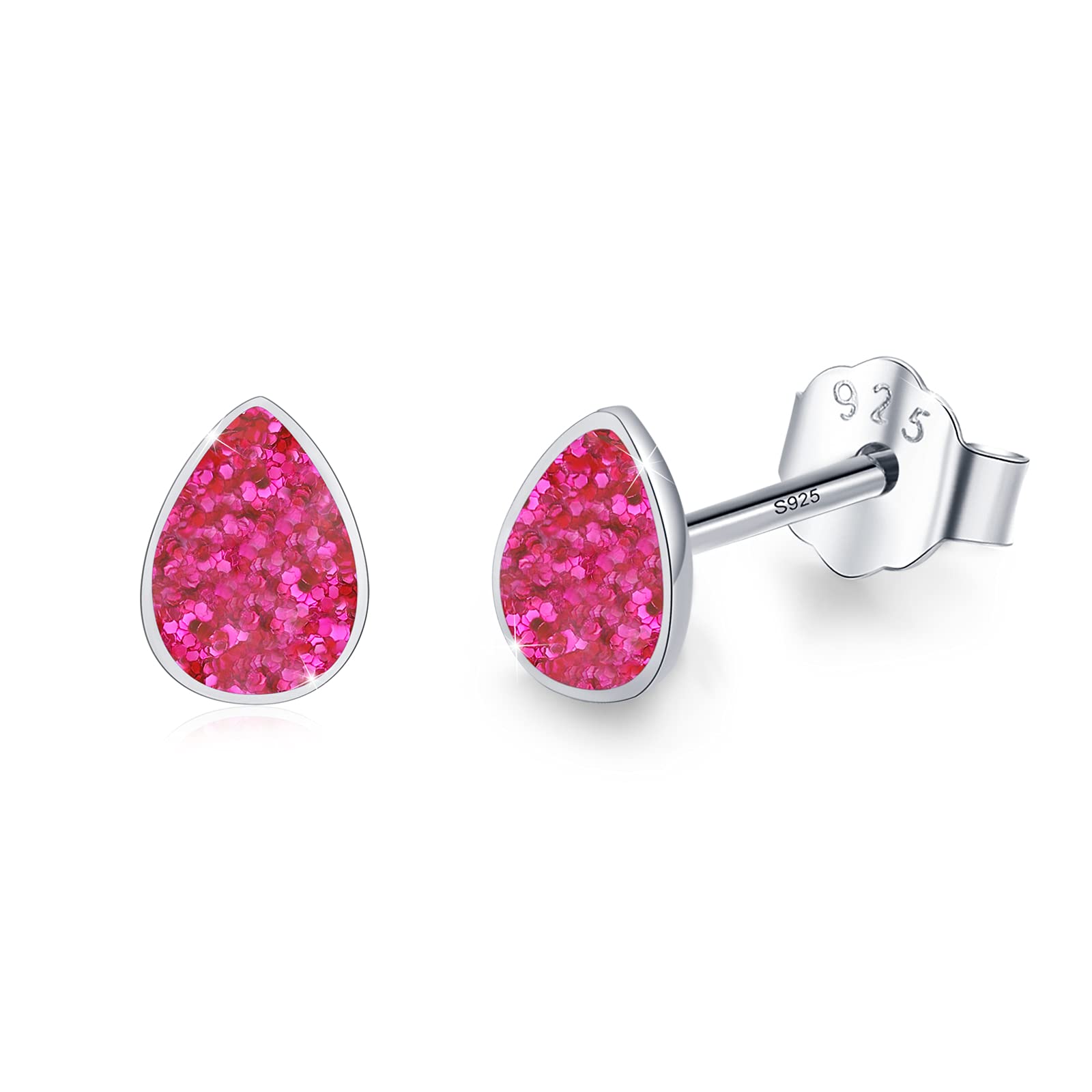 925 Sterling Silver Teardrop Earrings for Women - Hypoallergenic Waterdrop Stud Earrings with Sequins, Dainty Drop Jewelry Gift for Teens | Perfect for Parties, Weddings & Everyday Wear