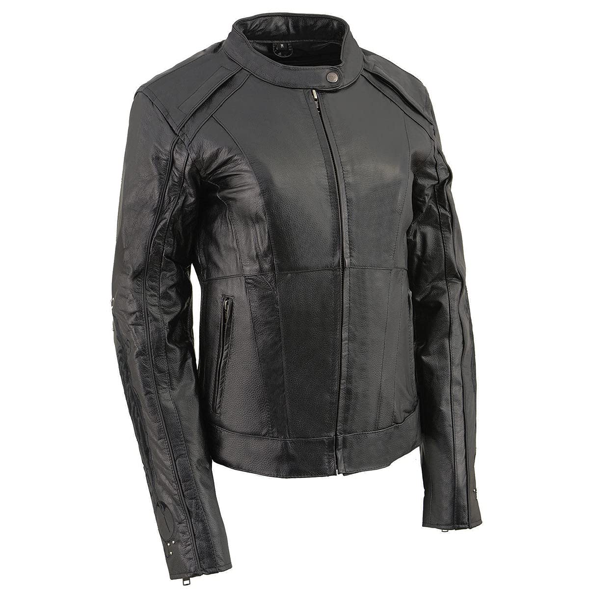 Milwaukee Leather ML1952 Women's Black Embroidered Wing & Stud Design Leather Scooter Jacket - Stylish Motorcycle Riding & Casual Outwear for Bikers & Fashion Enthusiasts