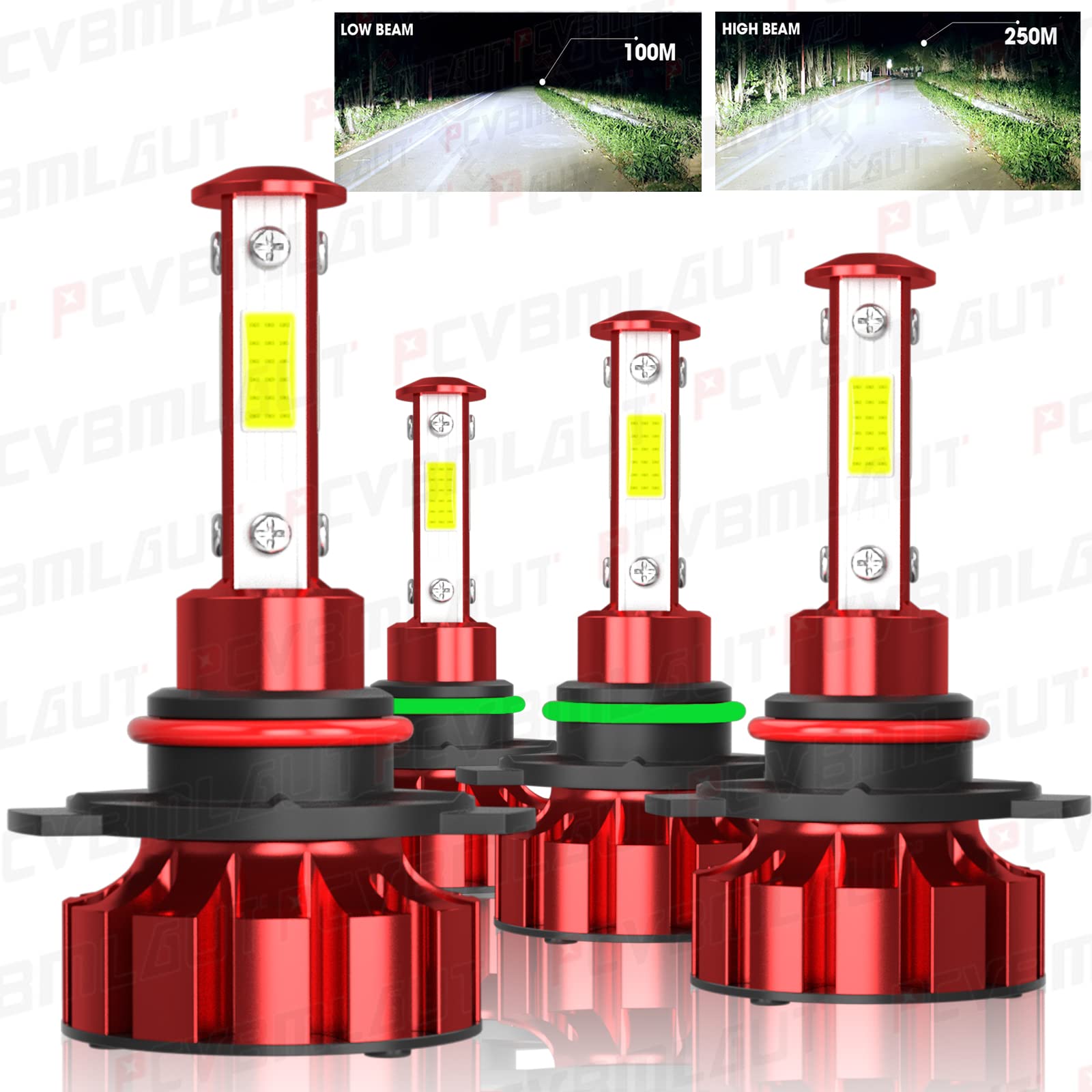 1999-2006 Chevy Silverado 1500/2500/3500 HD LED Headlight Bulbs Kit - 9005 High Beam & 9006 Low Beam Replacement (HB3/HB4) - 6000K White, 4-Piece Set with Side Lighting - Plug & Play - Perfect for Night Driving & Off-Road Adventures