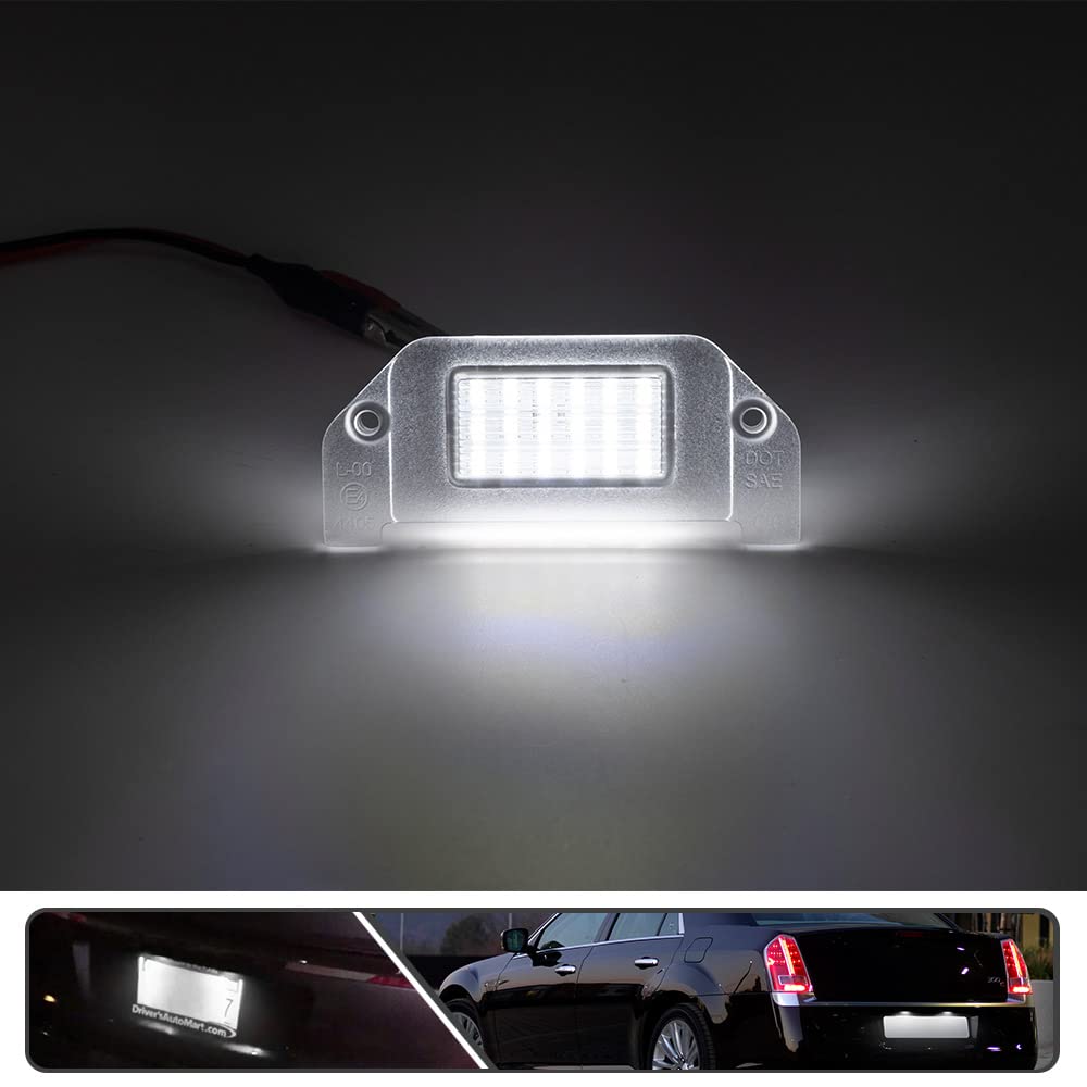 2Pcs LED License Plate Lights for Chrysler 300 2005-2014 - High Power SMD Xenon White LED Bulbs, Error Free, Easy Installation - Perfect for Night Driving & Enhanced Vehicle Appearance