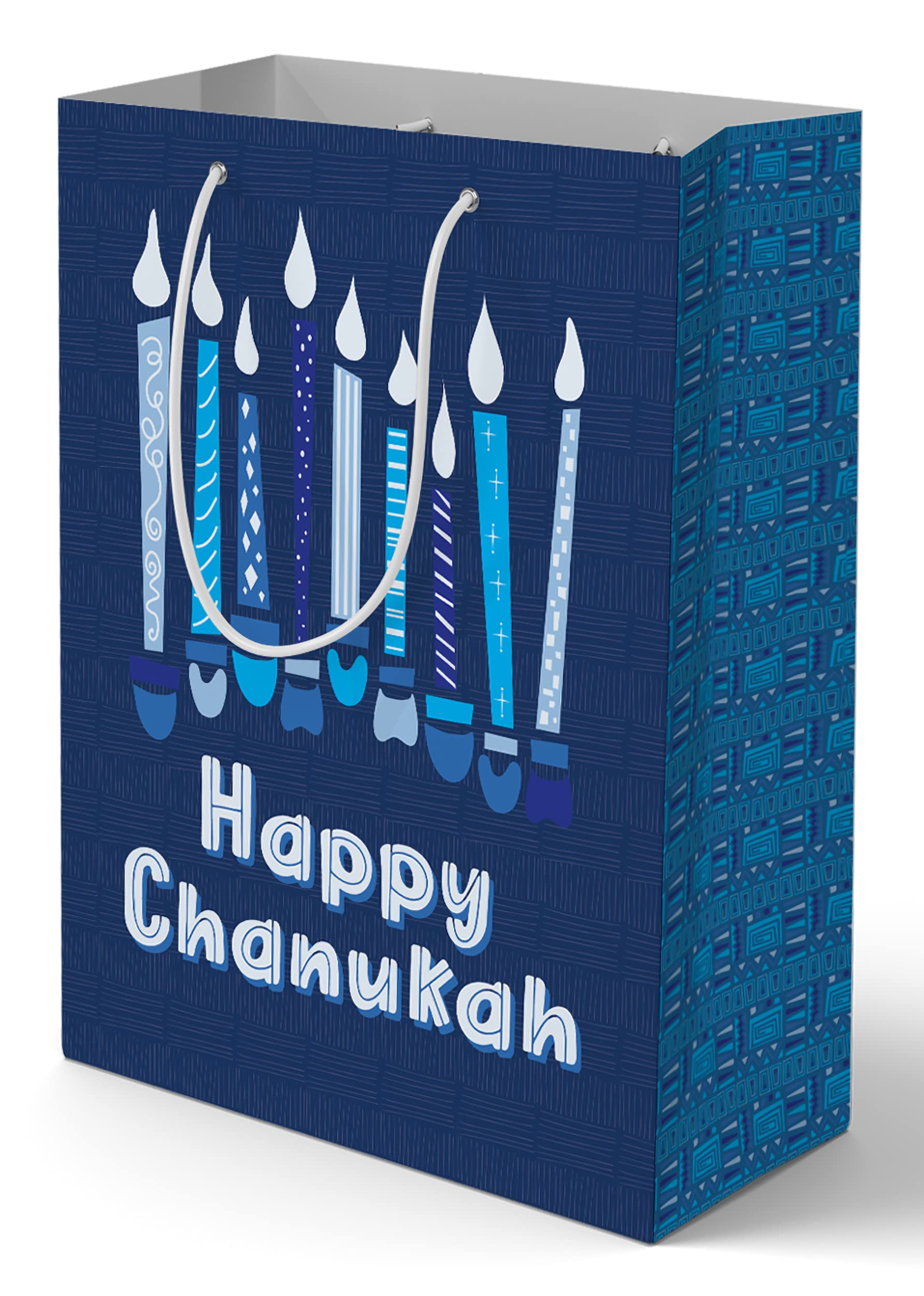 Hanukkah Gift Bags 4 Pack - Large Blue Hannukah Party Favor Bags 12x15 Inches - Chanukah Celebration Supplies for Gifts, Candles & Dreidel Game Accessories
