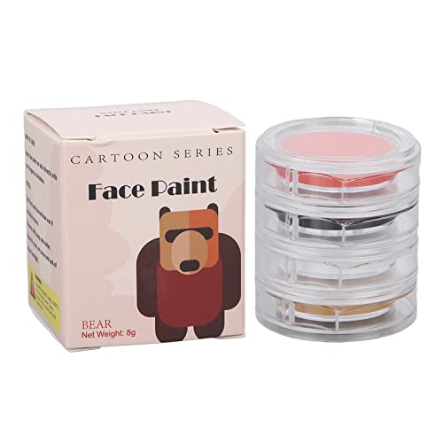 4 Colors Face and Body Paint Kit - Non-Toxic, Washable Face Painting Supplies for Kids & Adults (Bear Design) - Perfect for Halloween, Costume Parties, and Art Crafts