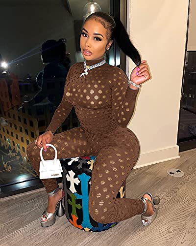 Sexy Women's Club Outfits - Long Sleeve One Piece Jumpsuit & Bodycon Leggings Set | Nightclub, Party & Date Night Outfits for Women