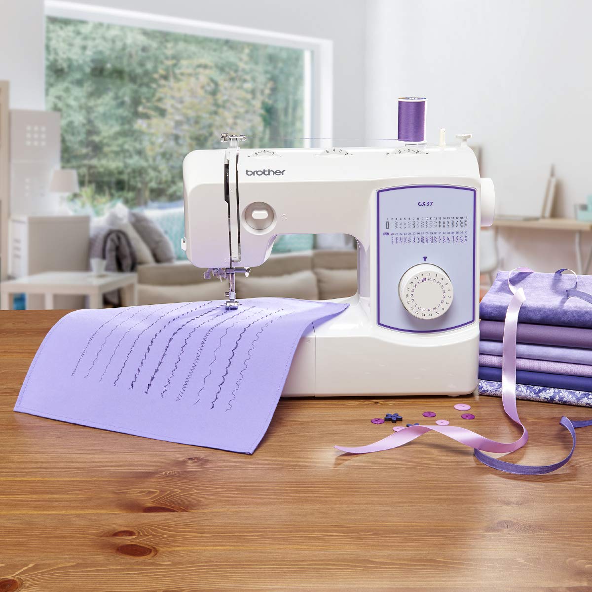 Brother GX37 Sewing Machine with 37 Built-in Stitches & 6 Included Sewing Feet - Perfect for Quilting, Dressmaking, and DIY Crafts