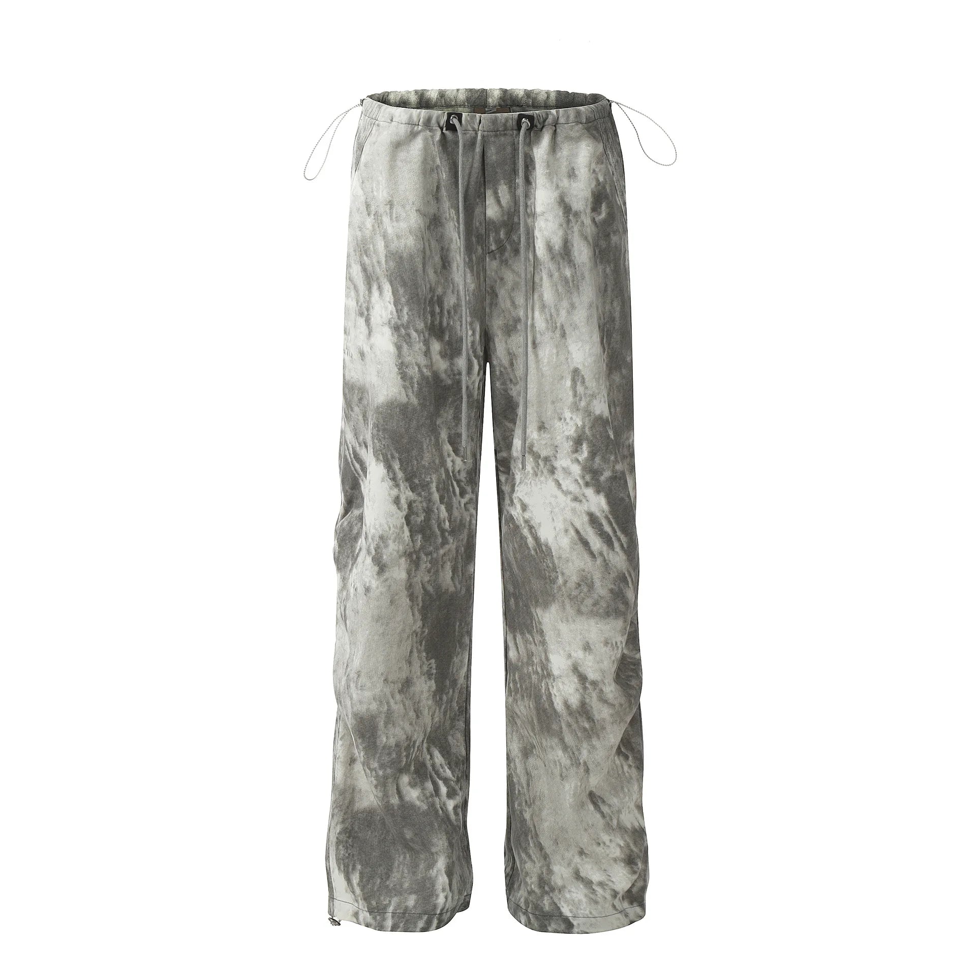 Vintage American Retro Men's Overalls - Straight Leg Drawstring Cargo Pants | Thin & Comfortable Ink Tie-Dye Design | Summer & Autumn Fashion (Style 9C6629) | Perfect for Casual Wear, Outdoor Activities & Street Style