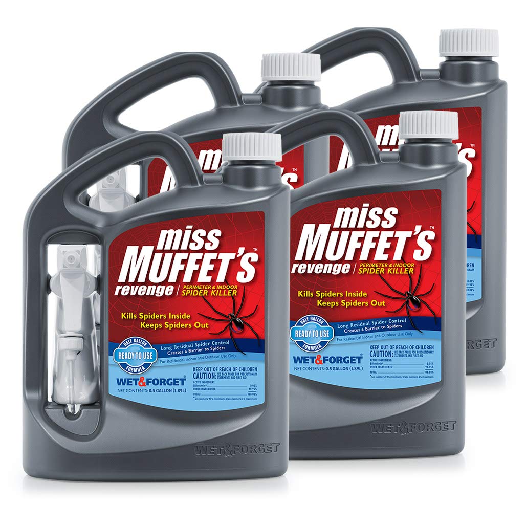803064 Miss Muffet's Revenge Spider Control Spray with Applicator - 64 oz (4 Pack) | Fast-Acting Spider Killer for Indoor & Outdoor Use in Homes, Garages & Basements