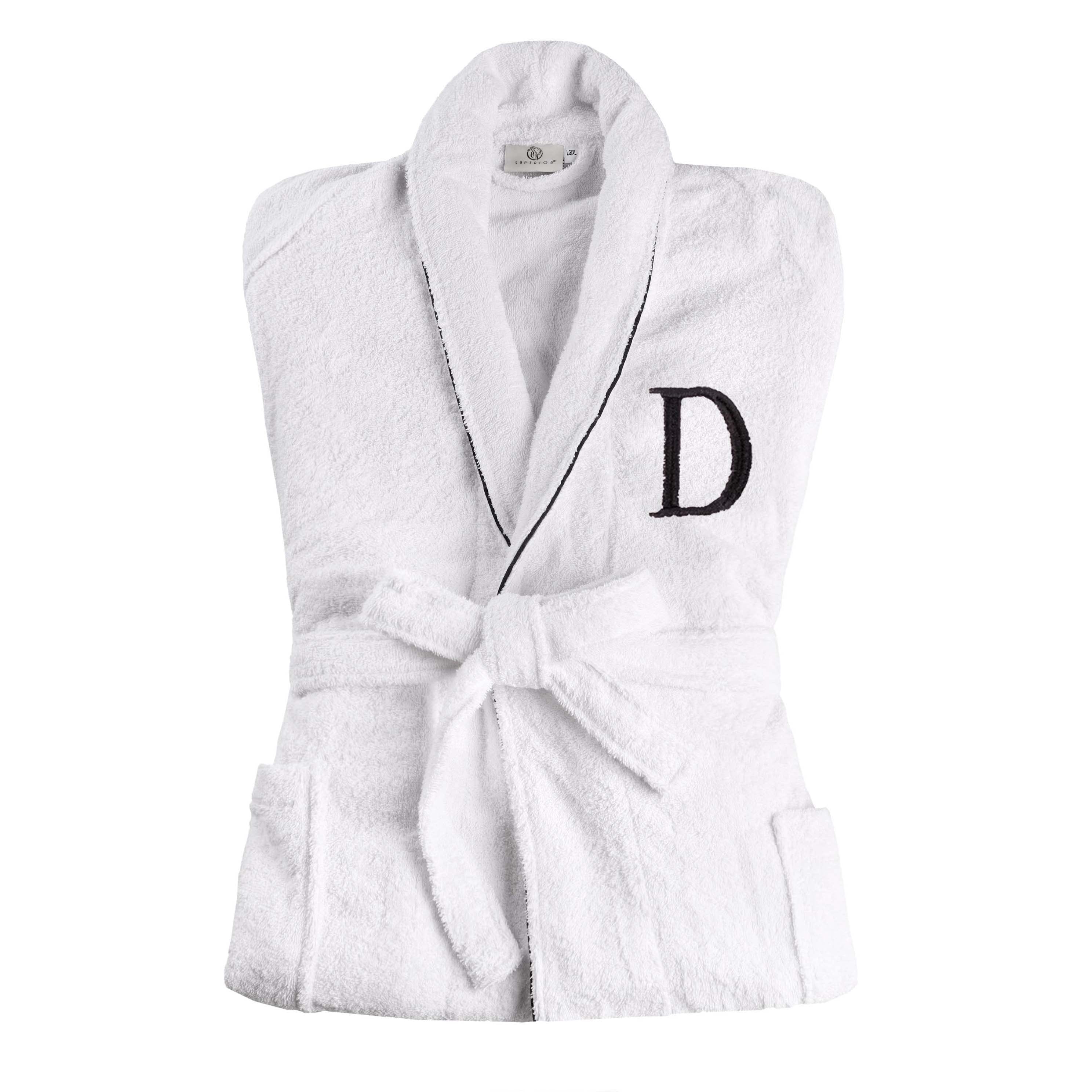 Premium Cotton Unisex Bathrobe for Adults - Soft, Fluffy & Highly Absorbent - White Embroidered Spa Robe for Relaxation, Hotels & Home Comfort
