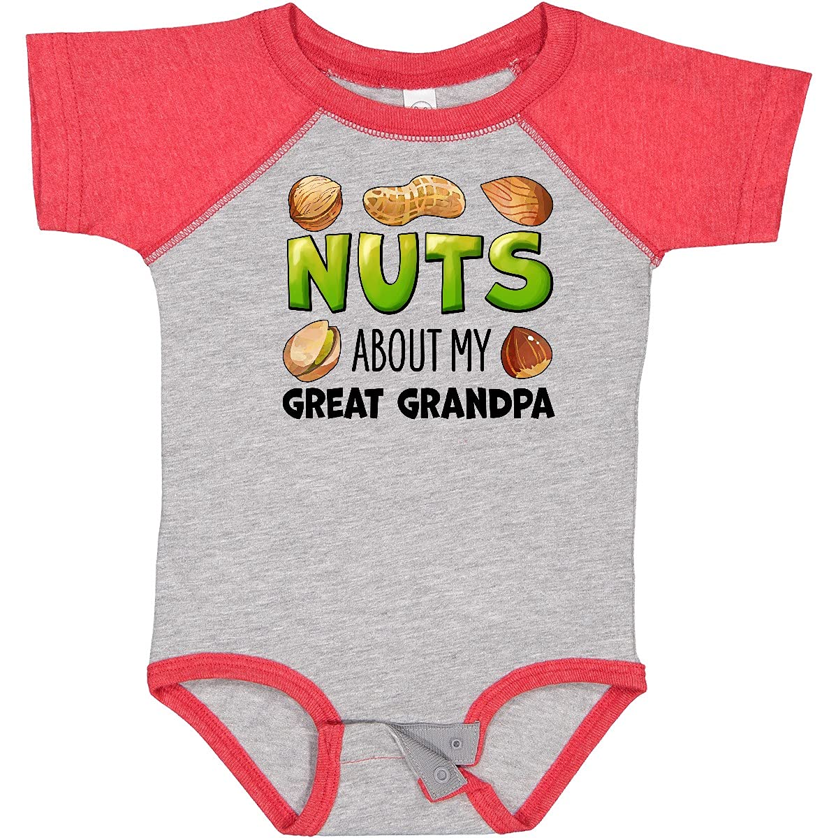 Inktastic Nuts About My Great Grandpa Peanut Almond Pistachio Baby Bodysuit - Cute Outfit for Grandparents Day, Family Reunions & Photo Shoots