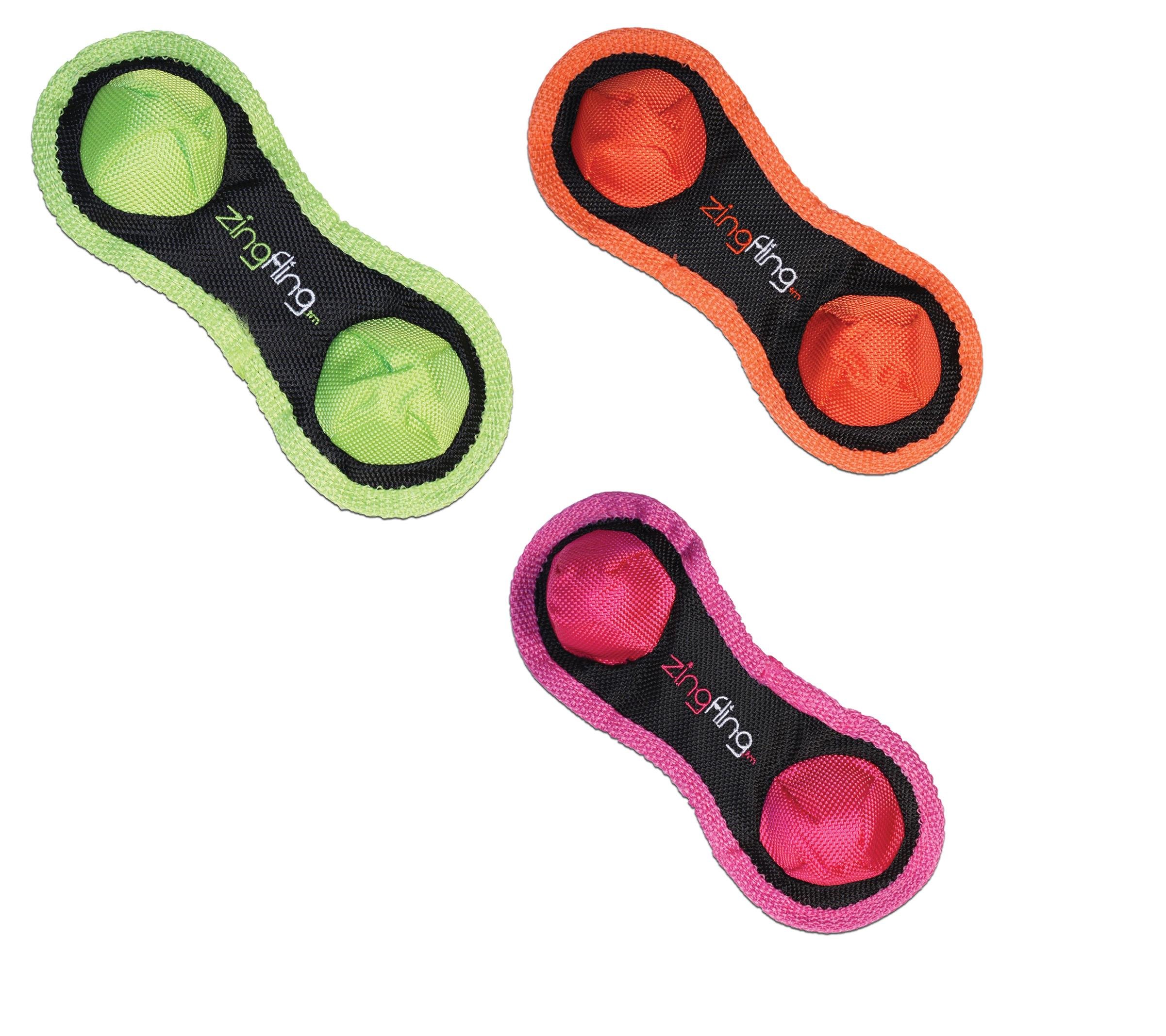 Zingfling Duo Small Dog Toy - Interactive Chew & Fetch Toy for Puppies & Small Dogs - Durable Green Rubber for Indoor & Outdoor Play