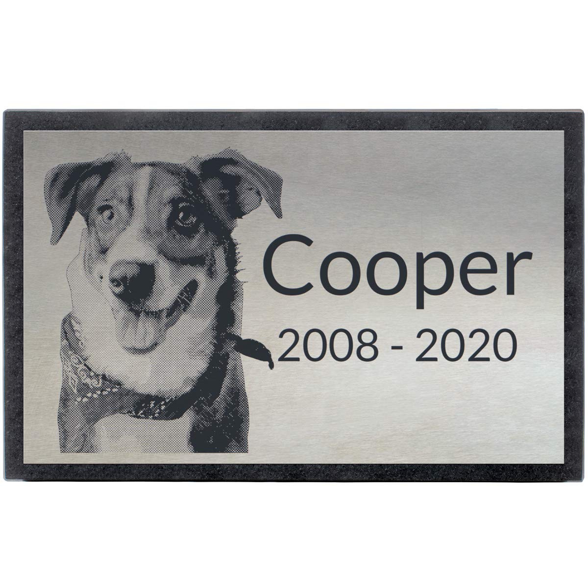 Premium Stainless Steel & Granite Memorial Headstone - Personalized Grave Marker for Loved Ones, Pets (Dogs, Cats) - 14