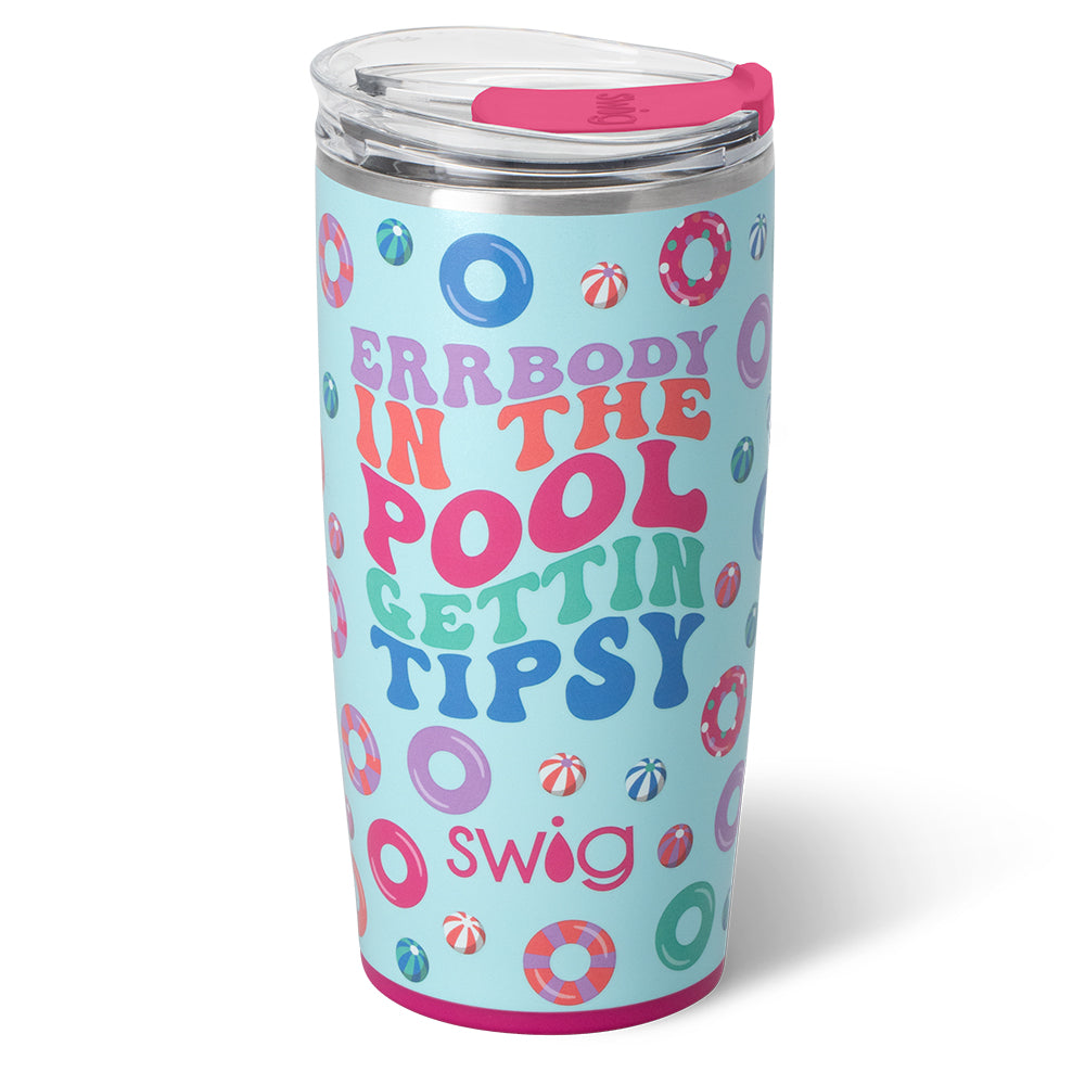 22oz Insulated Stainless Steel Tumbler with Lid - Errbody In The Pool Design - Perfect for Beach, Pool Parties & Outdoor Activities